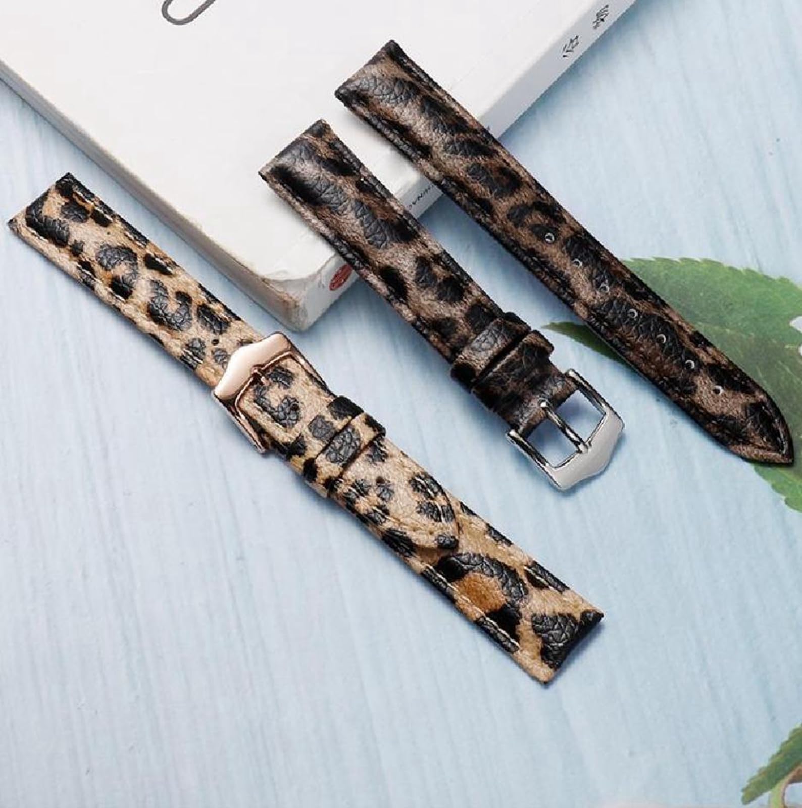 Bracelet de montre en cuir véritable imprimé léopard, accessoires de montre pour femme 12-20mm