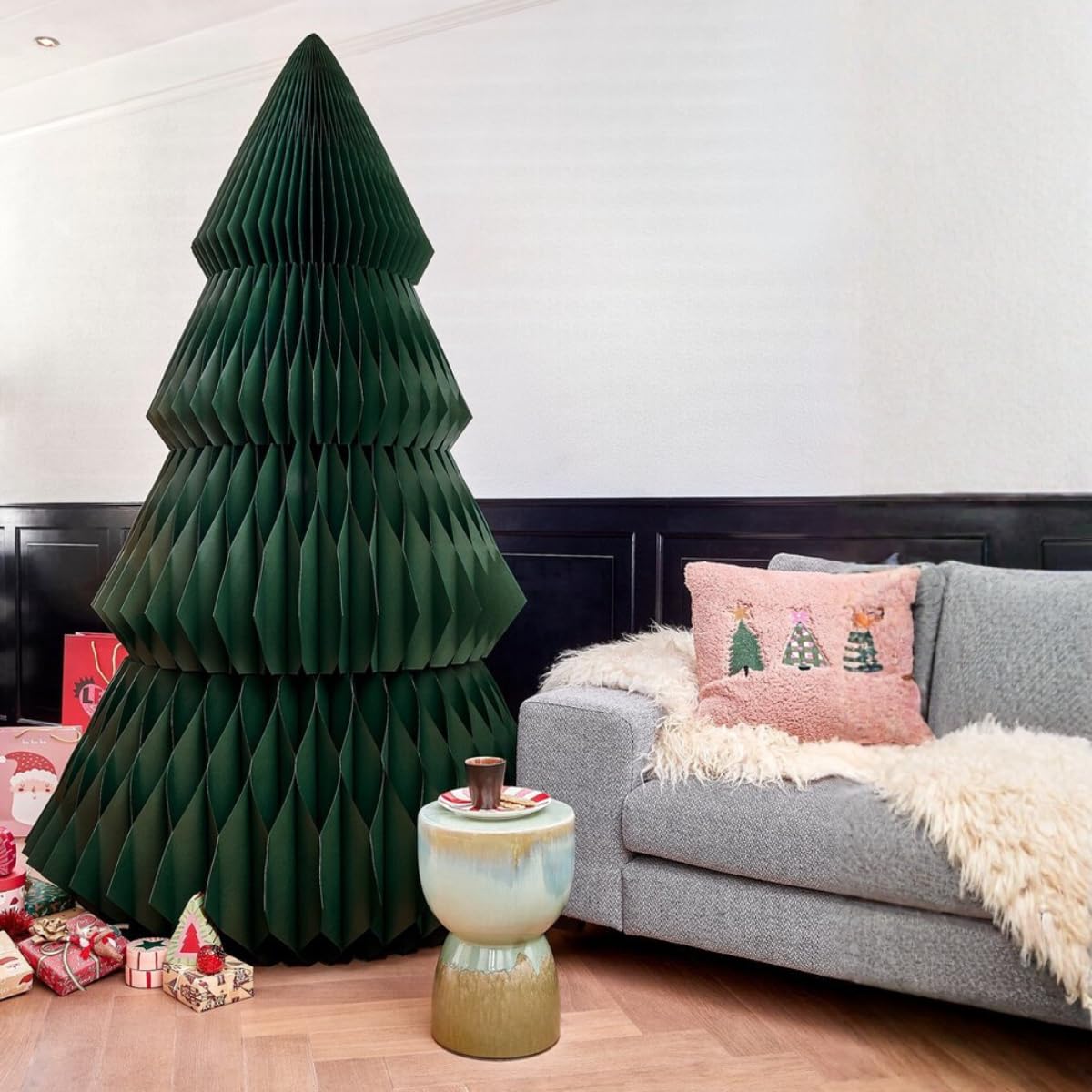 Mica Decorations Sapin de Noël en Papier XXL - Christmas Tree Artificiel Pliable - H212 x Ø120 cm - FSC Mix - Vert