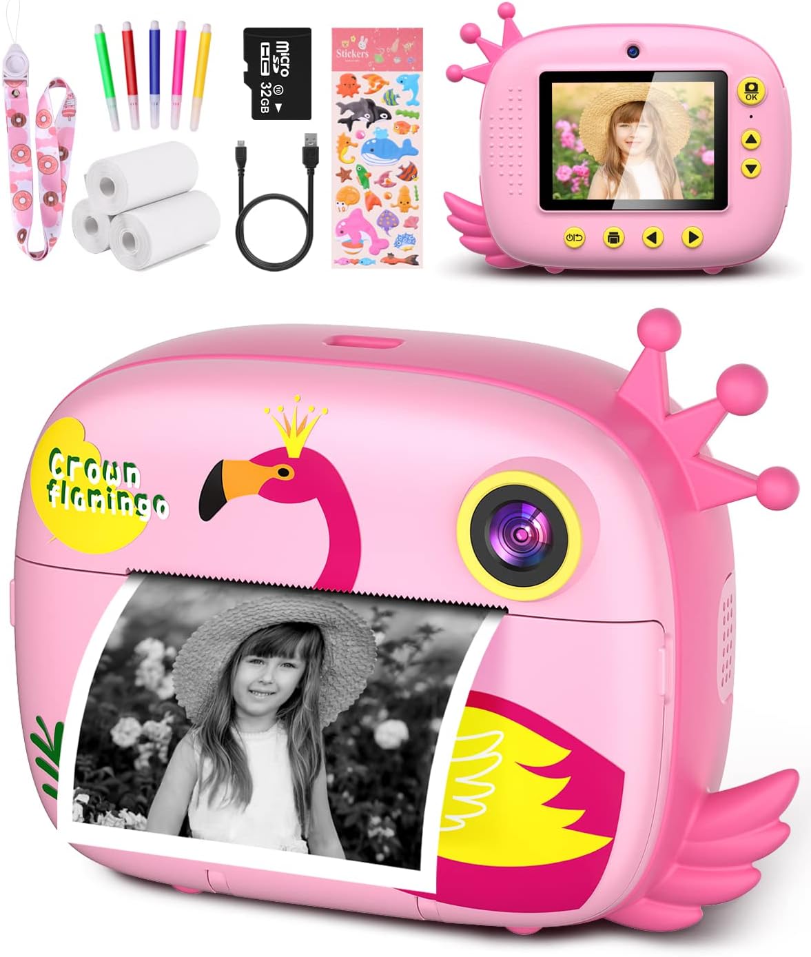 HangruiKids Instant Camera for Toddlers Boys Girls Christmas Birthday Gifts 2.0 Inch Screen 12MP / 1080P HD Video Camera Baby Instant Print Digital Camera