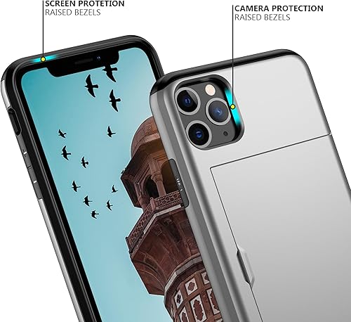 Miniatura 4 de Nvollnoe Funda para iPhone 11 Pro Max con tarjetero resistente de protección de doble capa a prueba de golpes, ranura para tarjetas oculta, funda