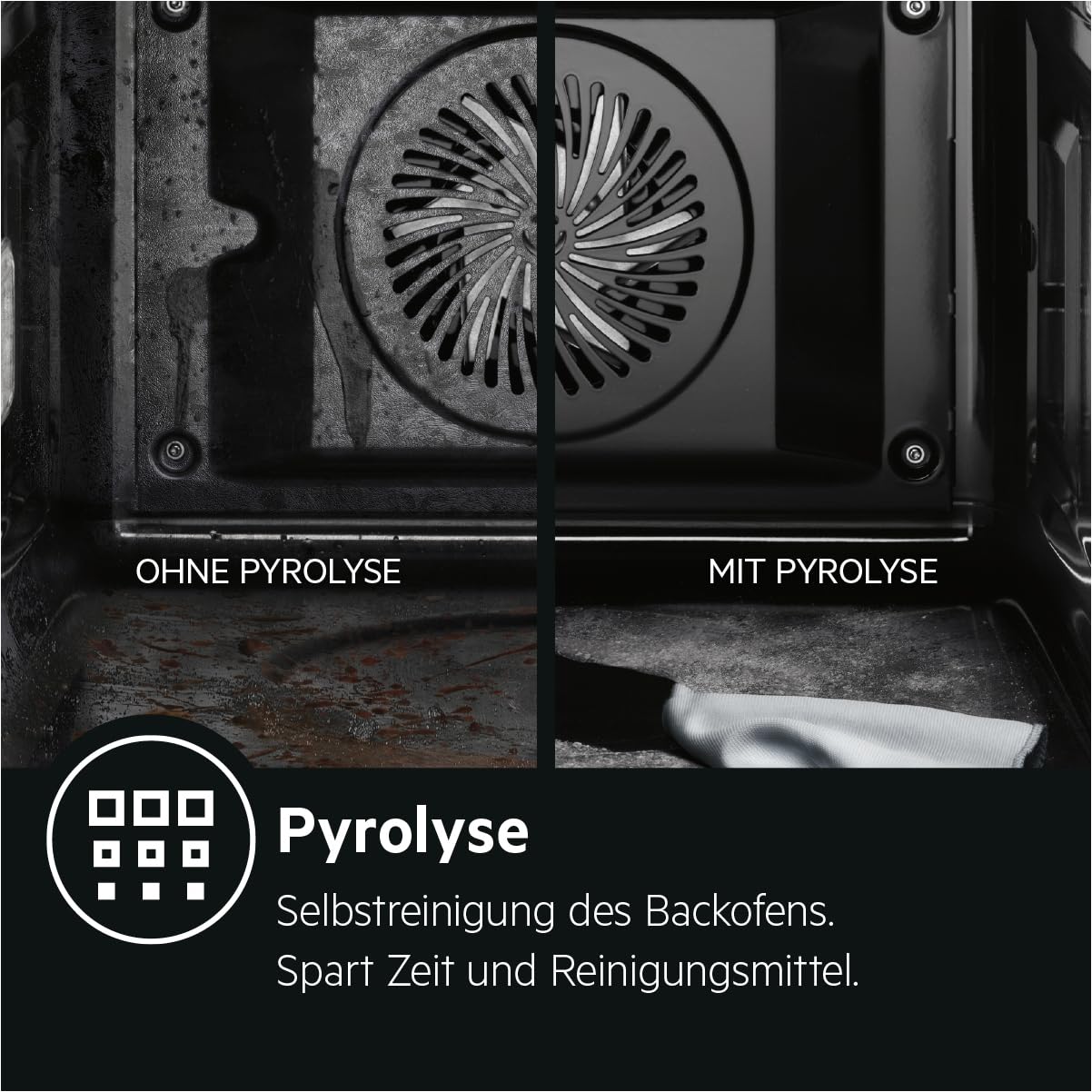 AEG Einbaubackofen Serie 5 Ringheißluft Pyrolyse Selbstreinigung 25 Automatikprogramme LED-Touchdisplay Schwarz BPE53516AB