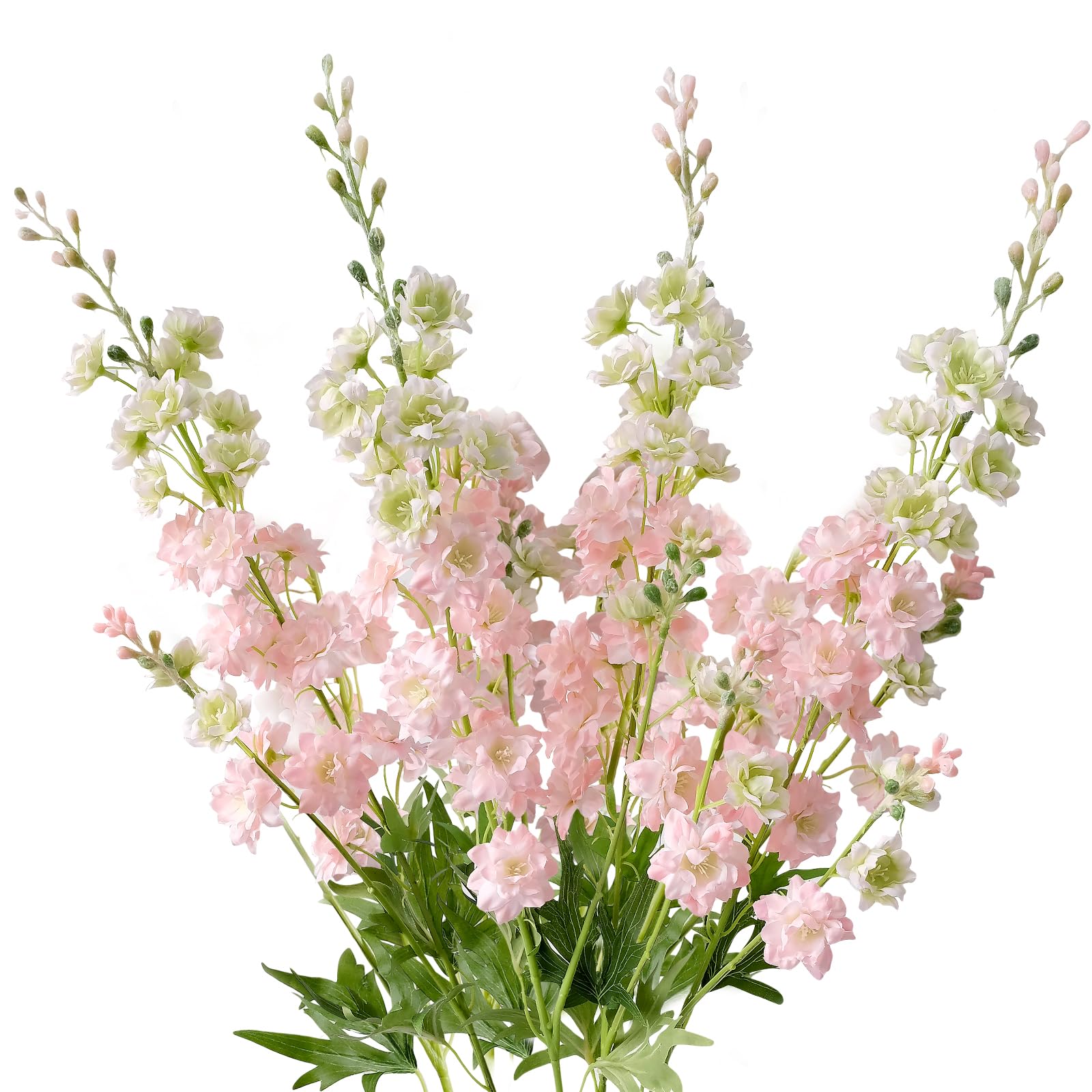 ZYTUYO 4PCS Pink Artificial Delphinium Flower 33.5" Long Faux Larkspur Stem Plant Floral Fake Flowers Silk Bouquets for Tall Floor Vase Home Kitchen Outdoor Indoor Wedding Decor