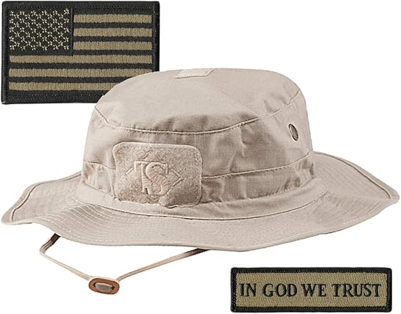 Gadsden and Culpeper Tactical Patches & Boonie Hat Bundle - Sand/Khaki