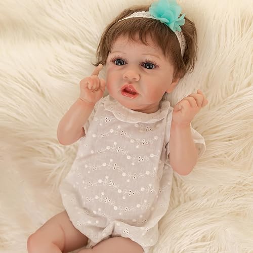 Thorugod Muñecas realistas de bebé Reborn Cuerpo de vinilo suave con peso de 18 pulgadas, Saskia con venas realistas, muñeca Reborn hecha a mano