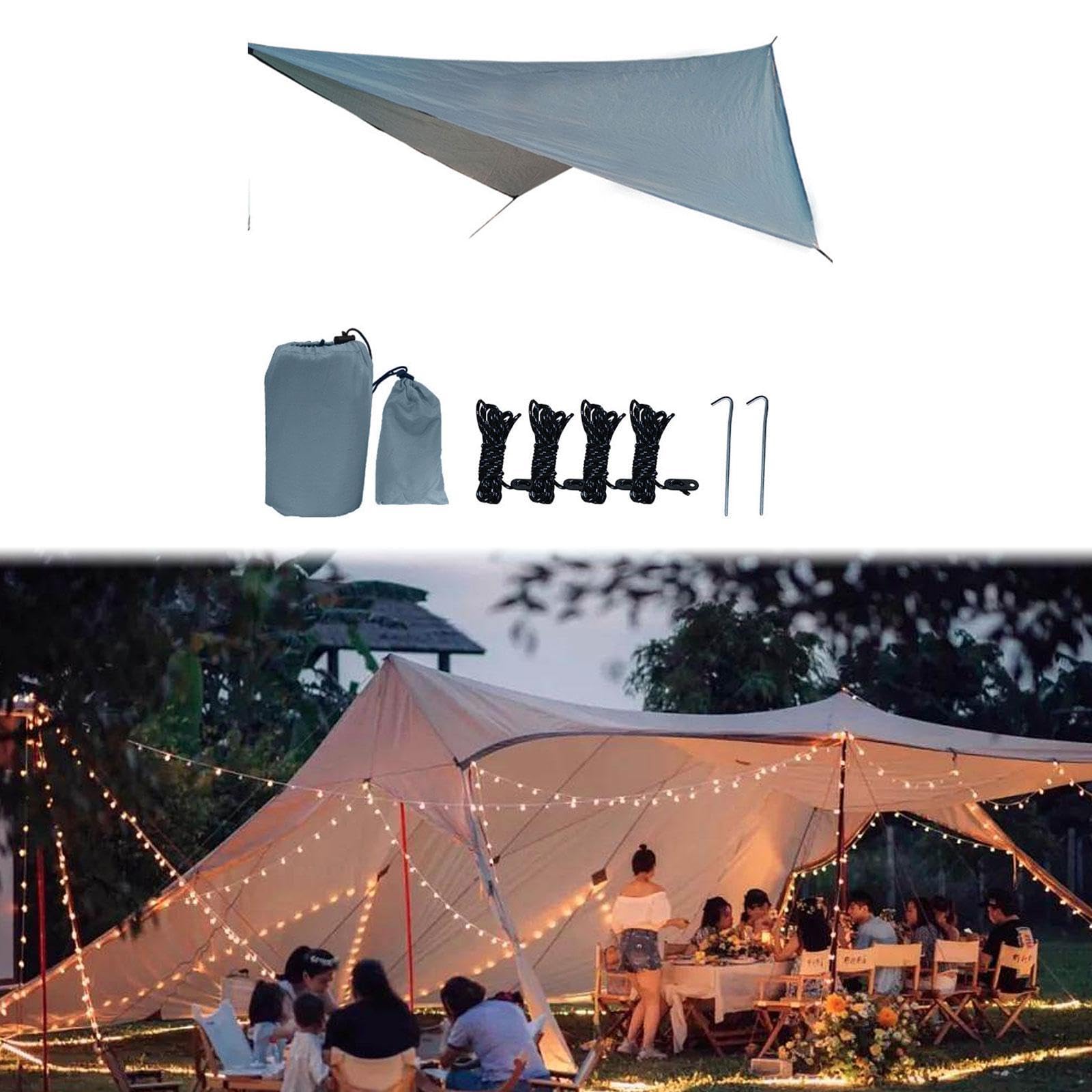Camping Tarp Hammock Canopy Easily Set up Lightweight Camping Canopy Tent Tarp for Garden Picnic Traveling Backpacking Hiking, Gray
