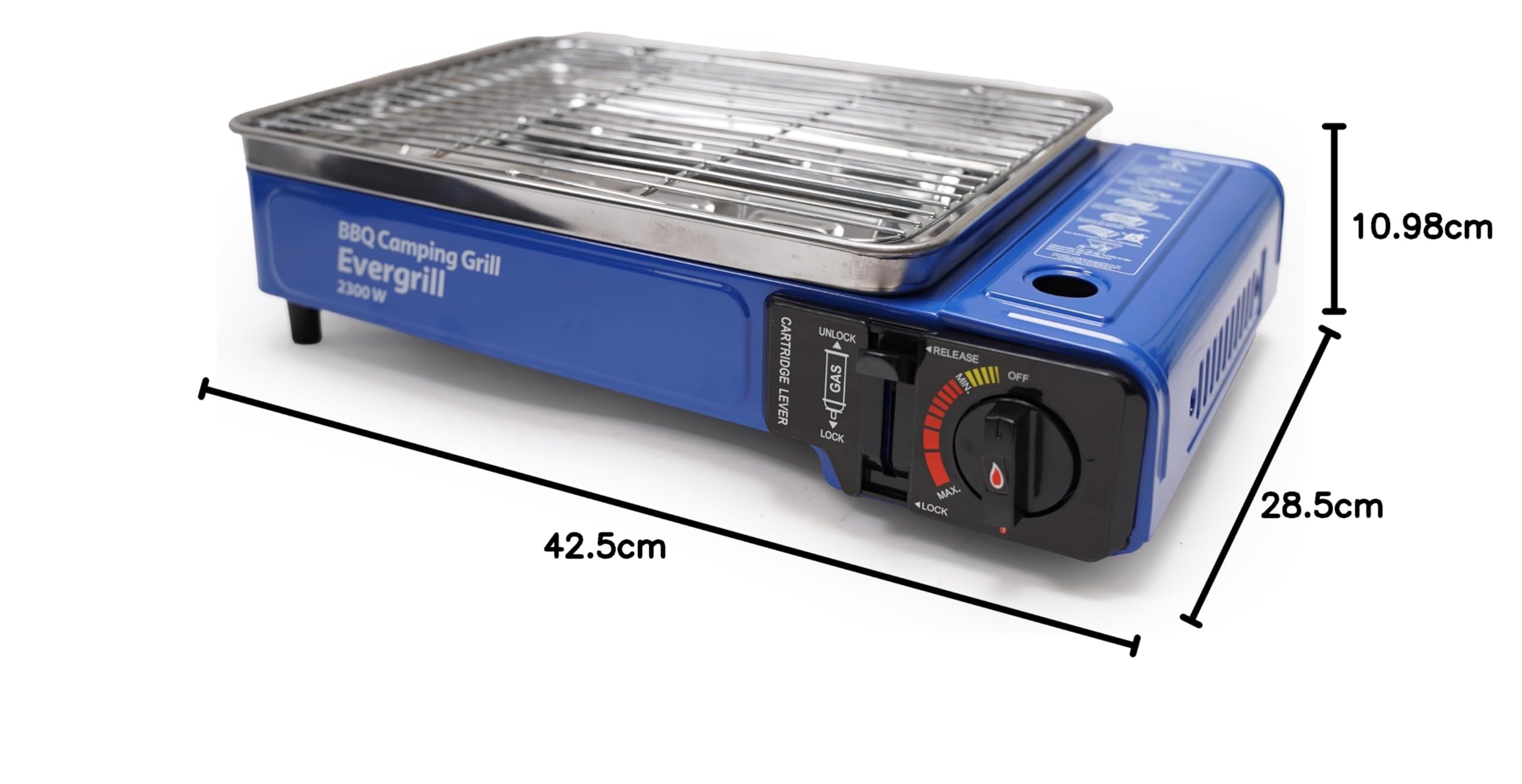 Evergrill Griglia da campeggio a gas butano - incl. 12 bombole di gas - Barbecue a gas - Cucina da campeggio - Griglia da tavolo - Barbecue da tavolo