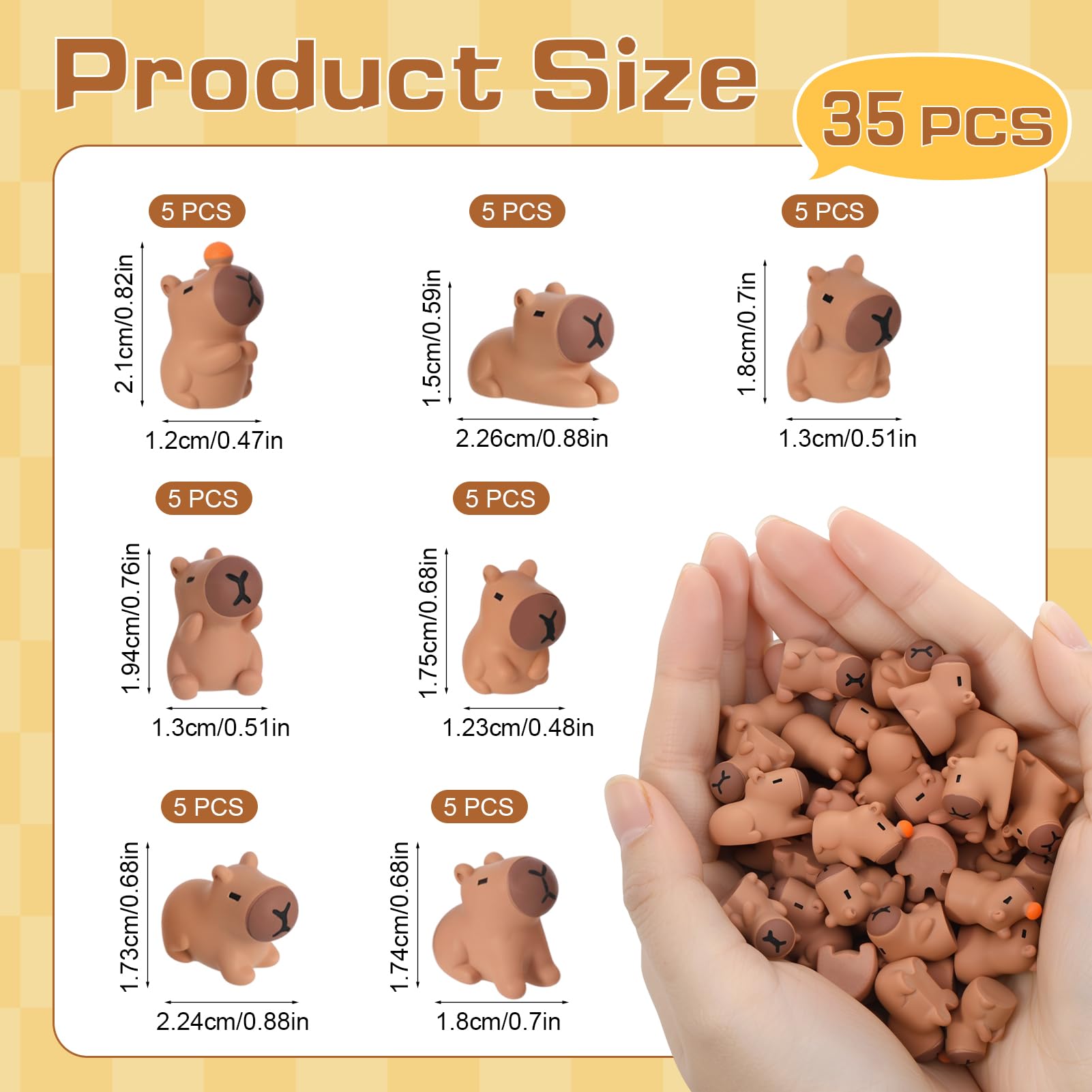 GSrenyu 35 Pcs Mini Resin Capybaras 7 Styles Mini Capybara Figures Resin Animals Cut Capybara Figurine Tiny Animals Miniature Figurines for Garden Dollhouse Tabletop Landscape Party Cake Decor DIY - Image 2