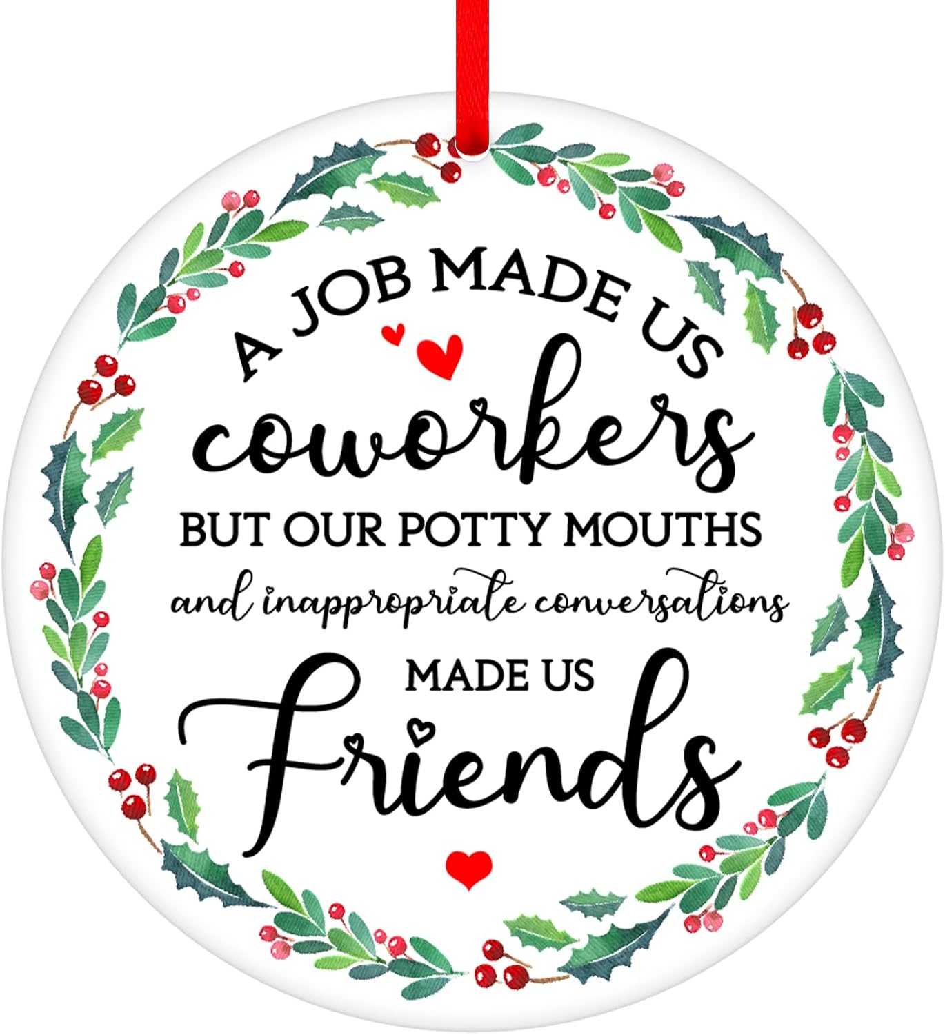 WhatSign Christmas Ornament Gifts for Coworkers - Acrylic Work Bestie Friendship Ornament for Women Friend Female Coworker Friendship Work Bestie Gifts for Women