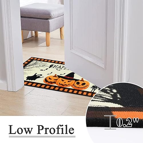 Miniatura 3 de Pauwer Alfombra de pasillo de decoración de Halloween de 2 x 6 pulgadas, decoración de otoño, calabaza, antideslizante, alfombra de cocina lavable