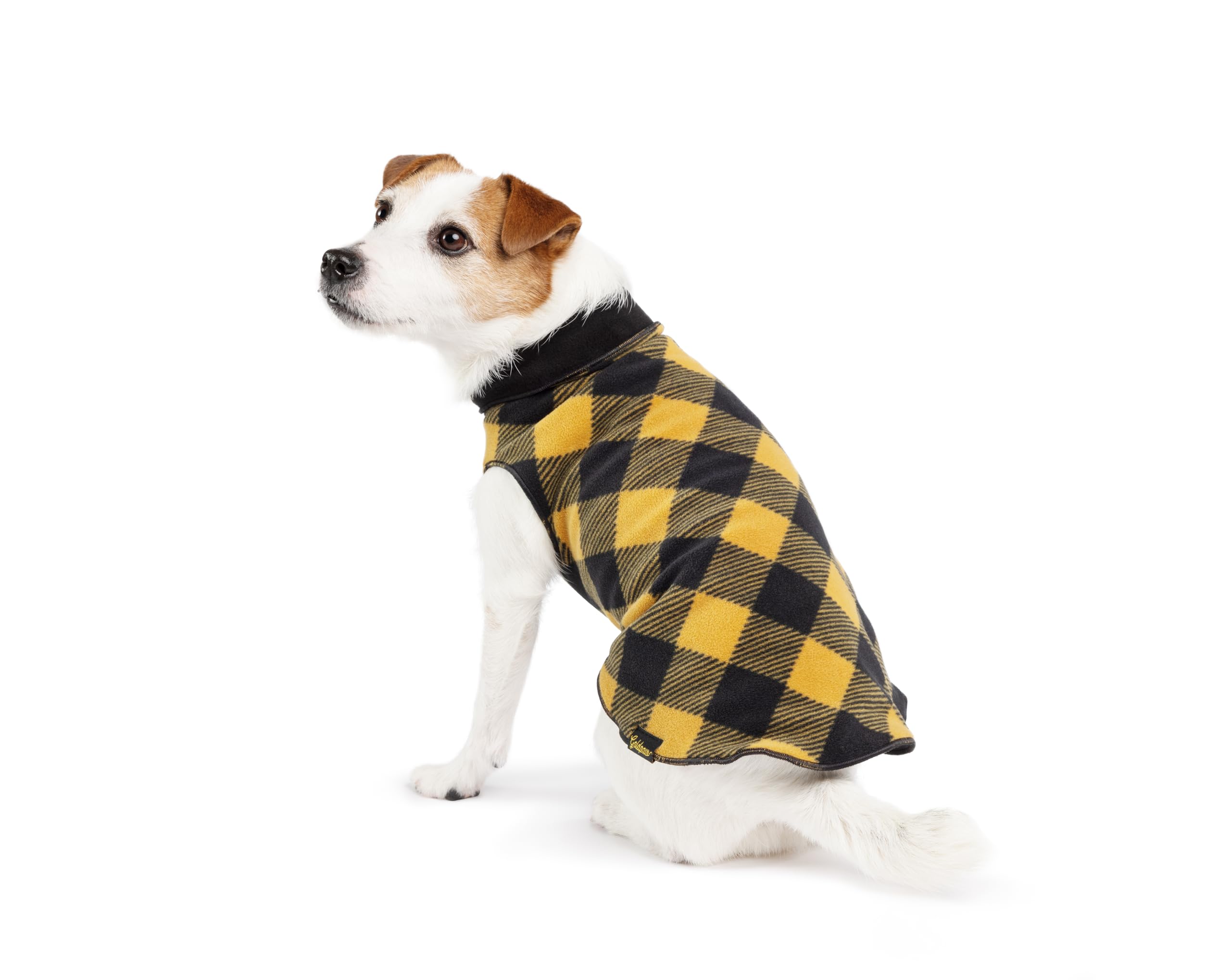 Gold Paw Duluth Double Fleece Dog Coat Pullover – Soft, Warm Dog Clothes, 4-Way Stretch Pet Sweater – Machine Washable, All-Season, Gold Buffalo Check/Black, 6 — image 1