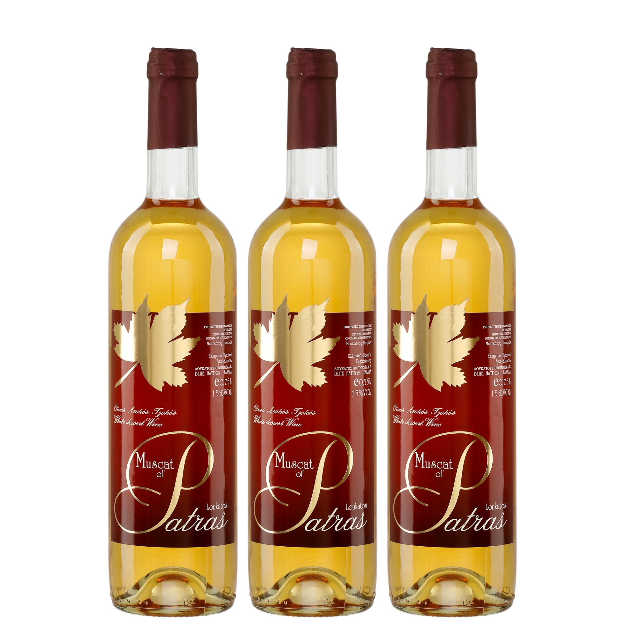 Muskat aus Patras 3x 0,75l Loukatos Likörwein weiß | 15% Vol. | + 20ml Jassas Olivenöl