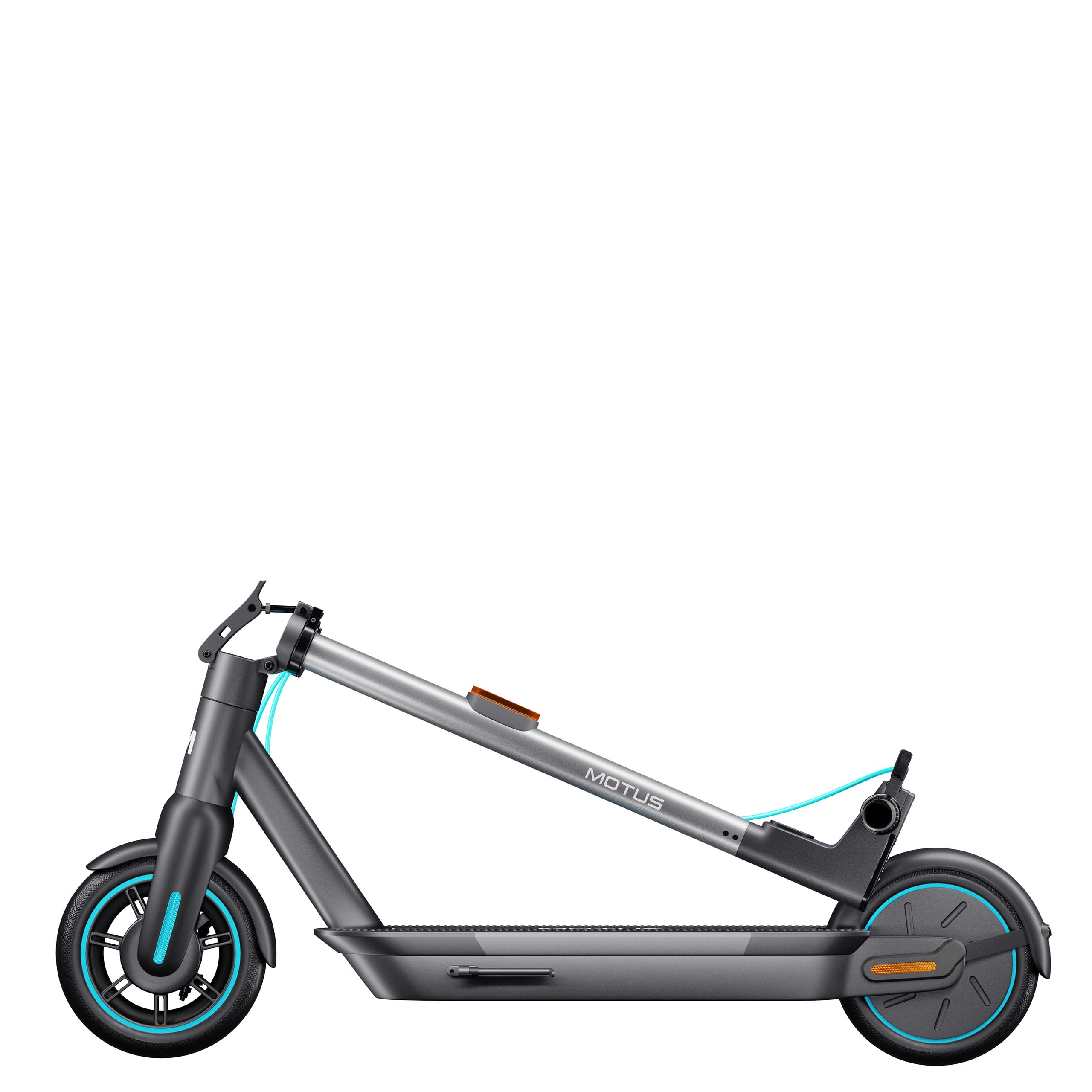 Trottinette Électrique Adulte Pliable 350W Motus Scooty 10 Gen 5 – Batterie 36V 15Ah, Autonomie 65 km, Roues 10", Clignotants LED, Régulateur de Vitesse, Écran LCD, Gris-Turquoise