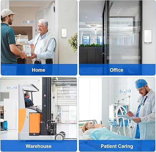 Miniatura 7 de No requiere batería Timbre inalámbrico impermeable, kit de timbre de puerta AURTEC con 1 receptor de flash LED enchufable y 1 transmisor