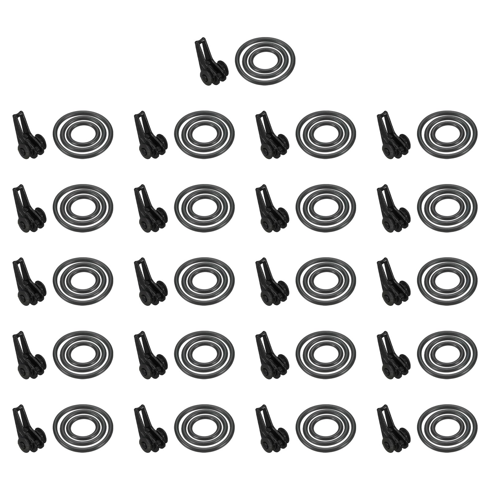 PATIKIL Fishing Hook Keeper, 21 Pack Plastic Fish Lure Bait Holder Accessories with 3 Size Rubber Rings for Fishing Rod Pole Black