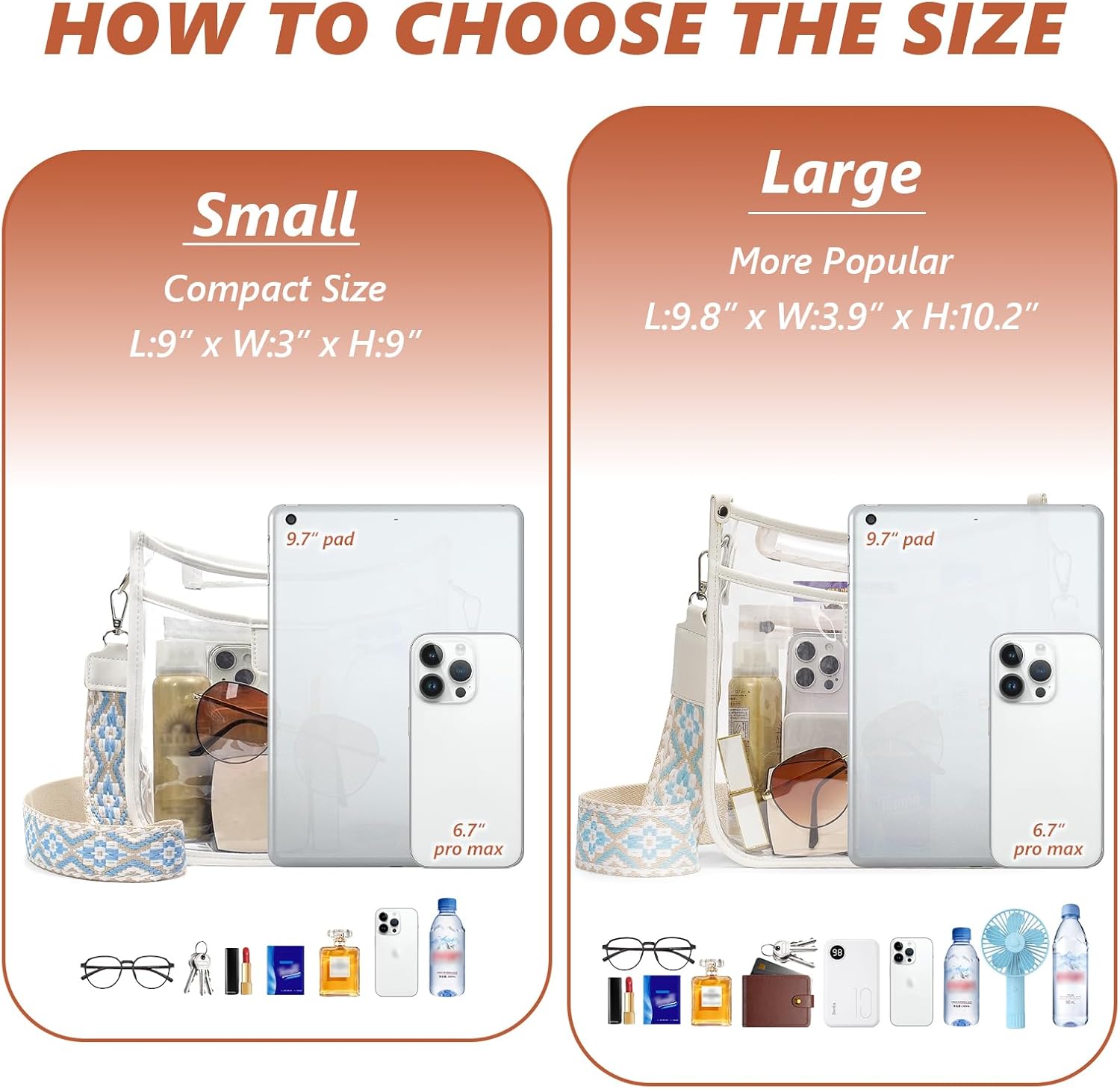 3 Pockets Large Clear Bag for Stadium Events with 2 Long Straps Purse for Women Crossbody Bag Concert Stadium Approved | 3 Pockets, Large, Stadium Events, 2 Long Straps, Concert, Stadium Approved - Image 4