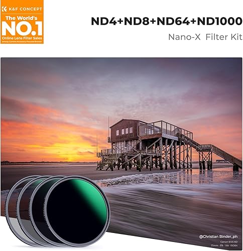 Miniatura 2 de K&F Concept Kit de filtro de lente ND fijo de 3.031 in, densidad neutra ND4 ND8 ND64 ND1000 juego de filtros con 28 capas de vidrio óptico HD