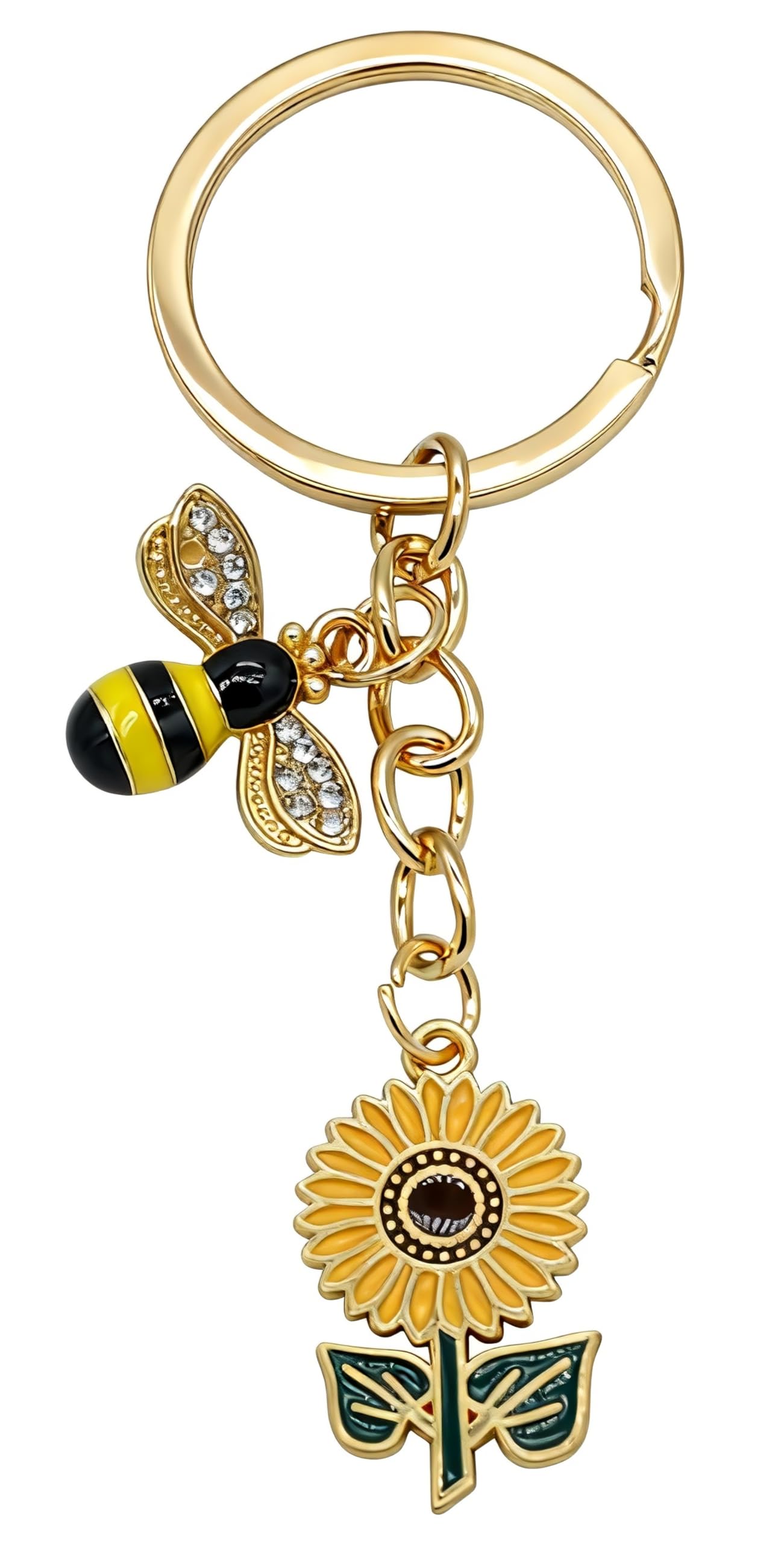 Moydolo Sunflower Keychain Pendant Animal Flower Bee Key Chains Charms Keyrings Gift for Men Women Boys Girls