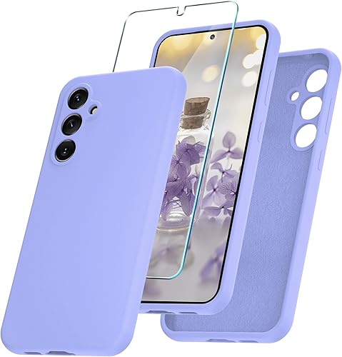 Funda para Samsung Galaxy S23 FE, funda de silicona con 1 protector de pantalla, forro de microfibra antiarañazos, cuerpo completo, a prueba de