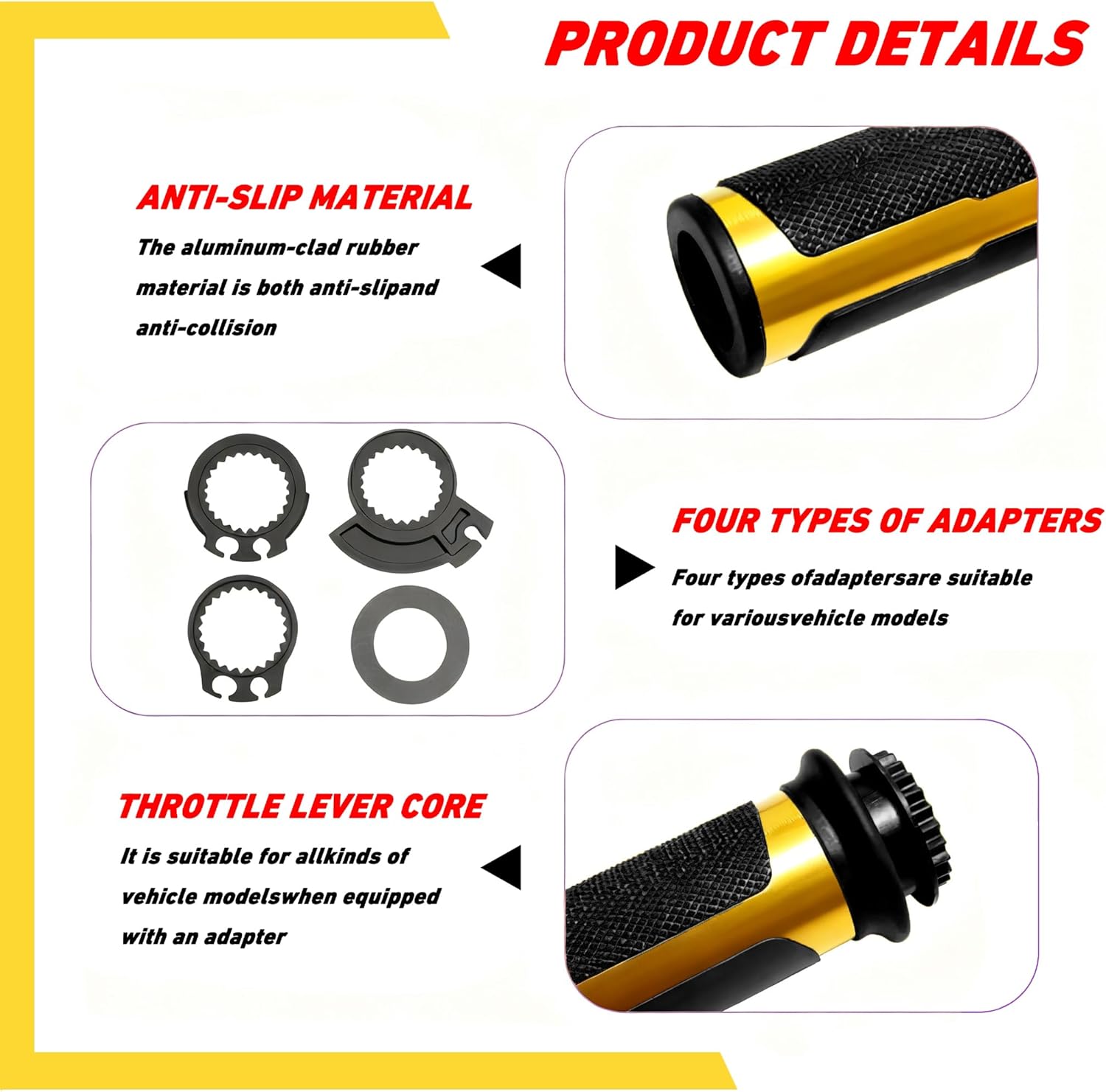 7/8" 22mm Motorcycle Handlebar CNC Brake Master Cylinder Reservoir Clutch and Brake Lever Left & Right Set+Hand Grips+Handlebar Ends Set for Honda Kawasaki Suzuki Yamaha (Gold)