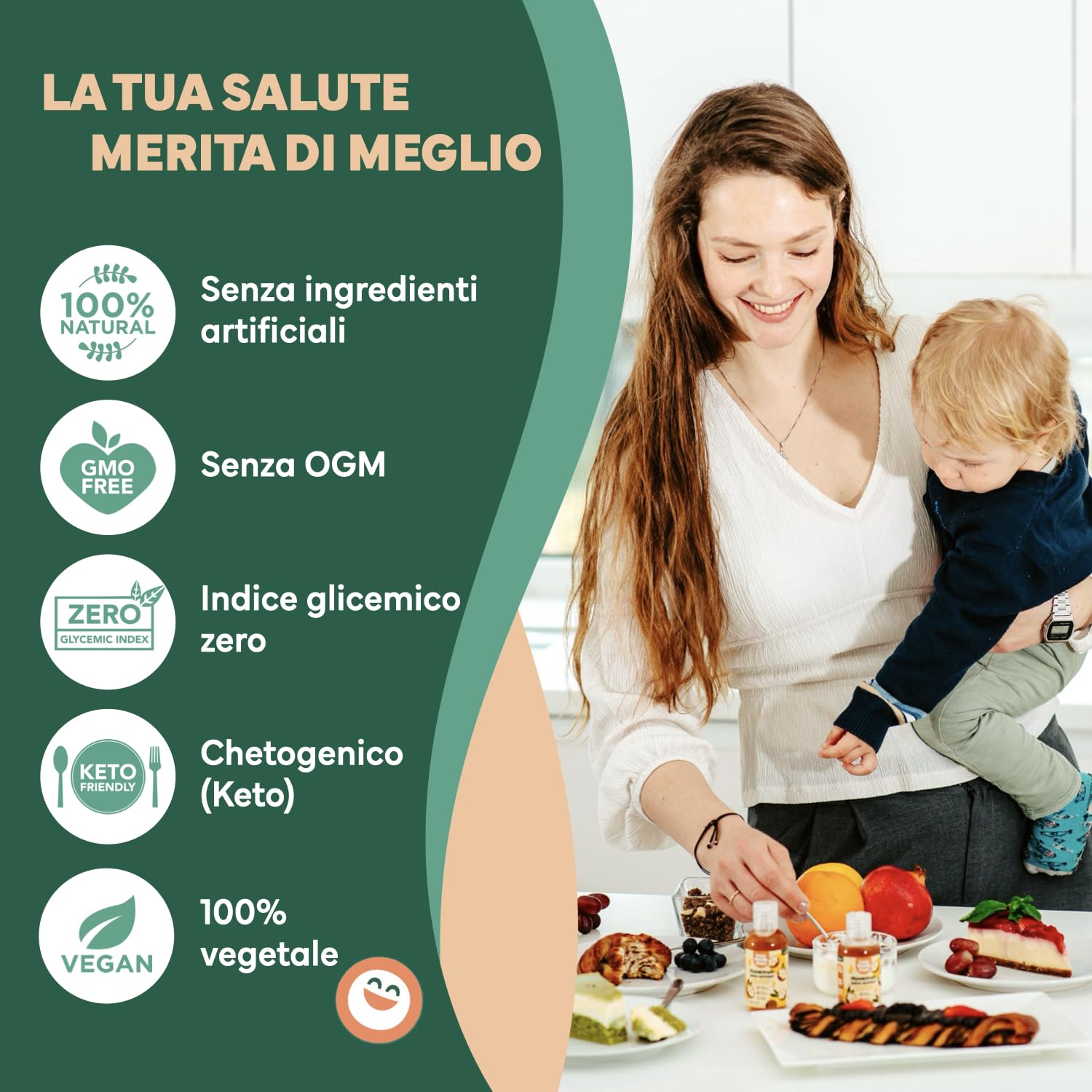 Frutto del Monaco Dolcificante 75ml Gocce, 250 Porzioni, 15x Più Dolce dello Zucchero - Monk Fruit Puro Senza Eritritolo - Sostituto dello Zucchero Naturale, Keto, Vegano | Happy Monkfruit®