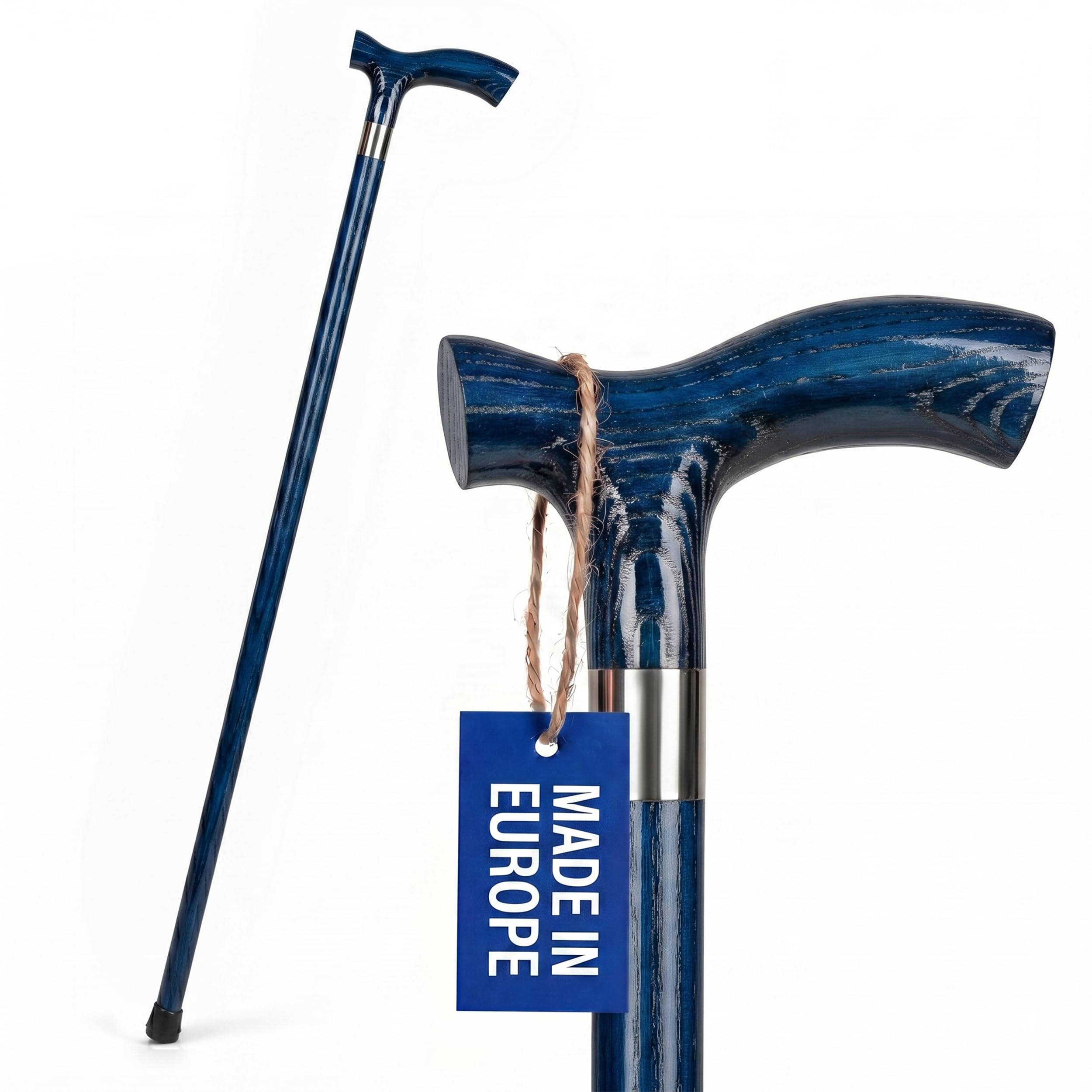 Dr. Watson Classic Fritz Walking Stick – Handcrafted Ash Wood Cane with Polished Stainless Steel Collar