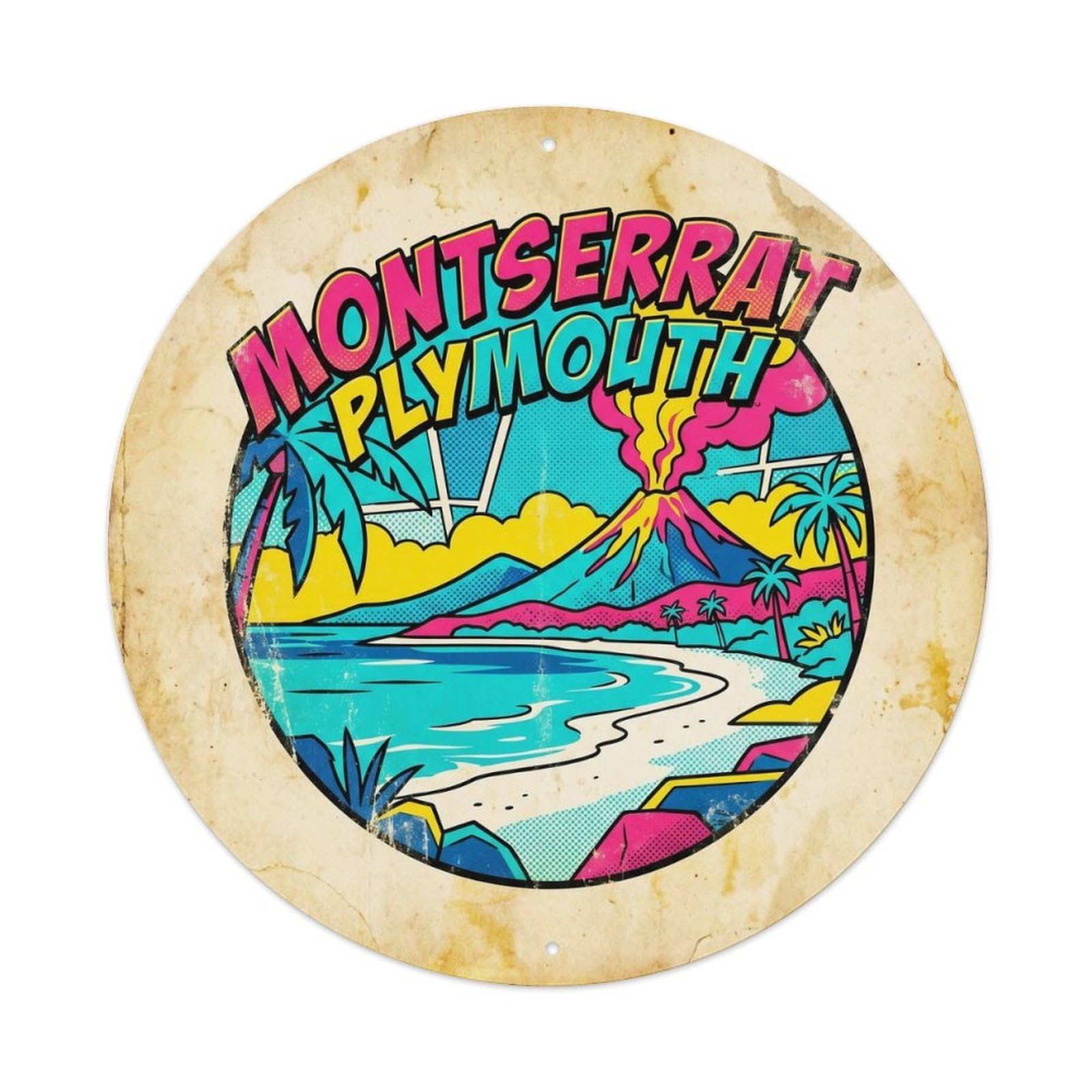 Montserrat Plymouth Tropical Coast Comic Color Metal Tin Sign
