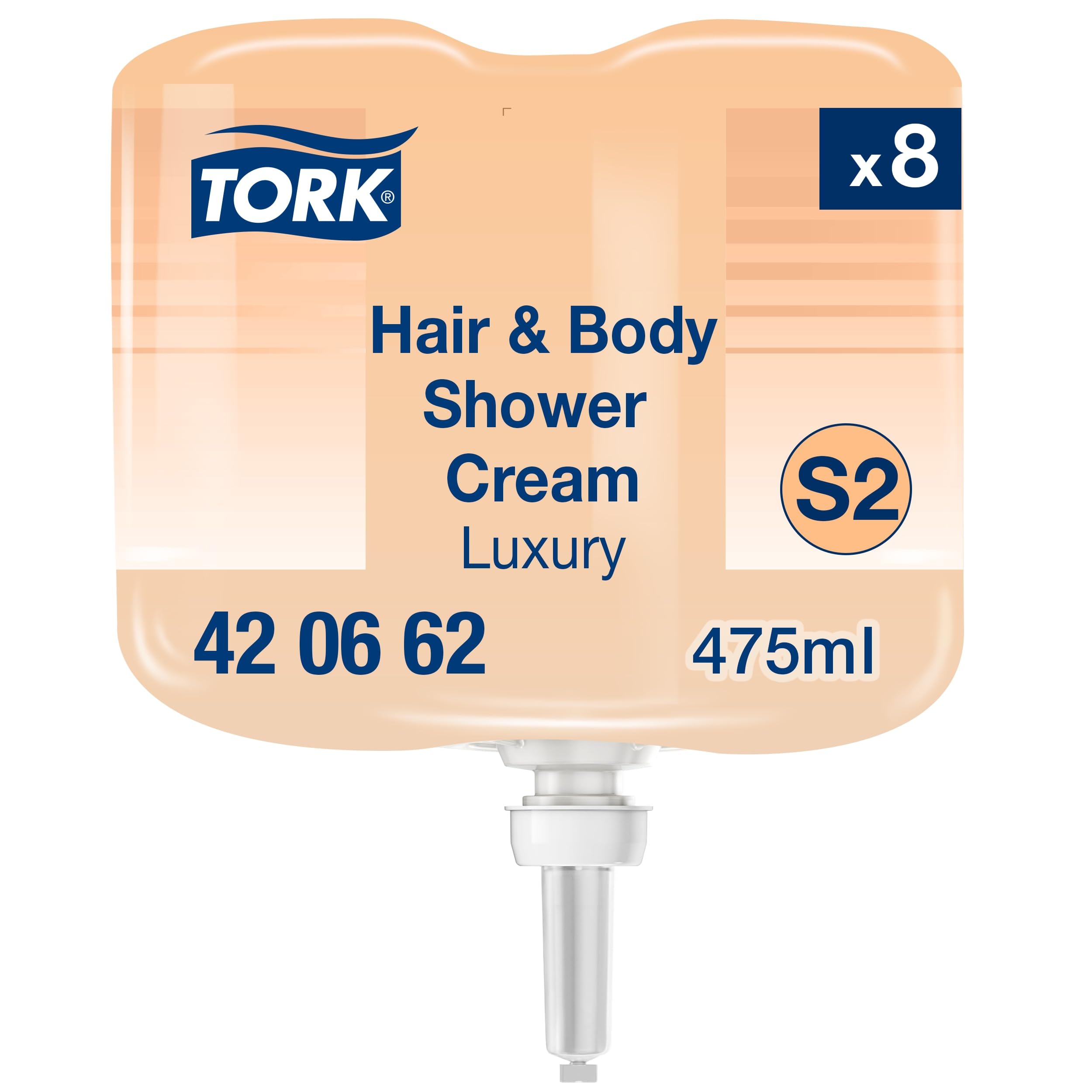 Tork Gel de Ducha Mini para Cuerpo y Cabello 3 en 1 Luxury S2, Aroma Argán y Vainilla, 8 × 475 ml, 420662