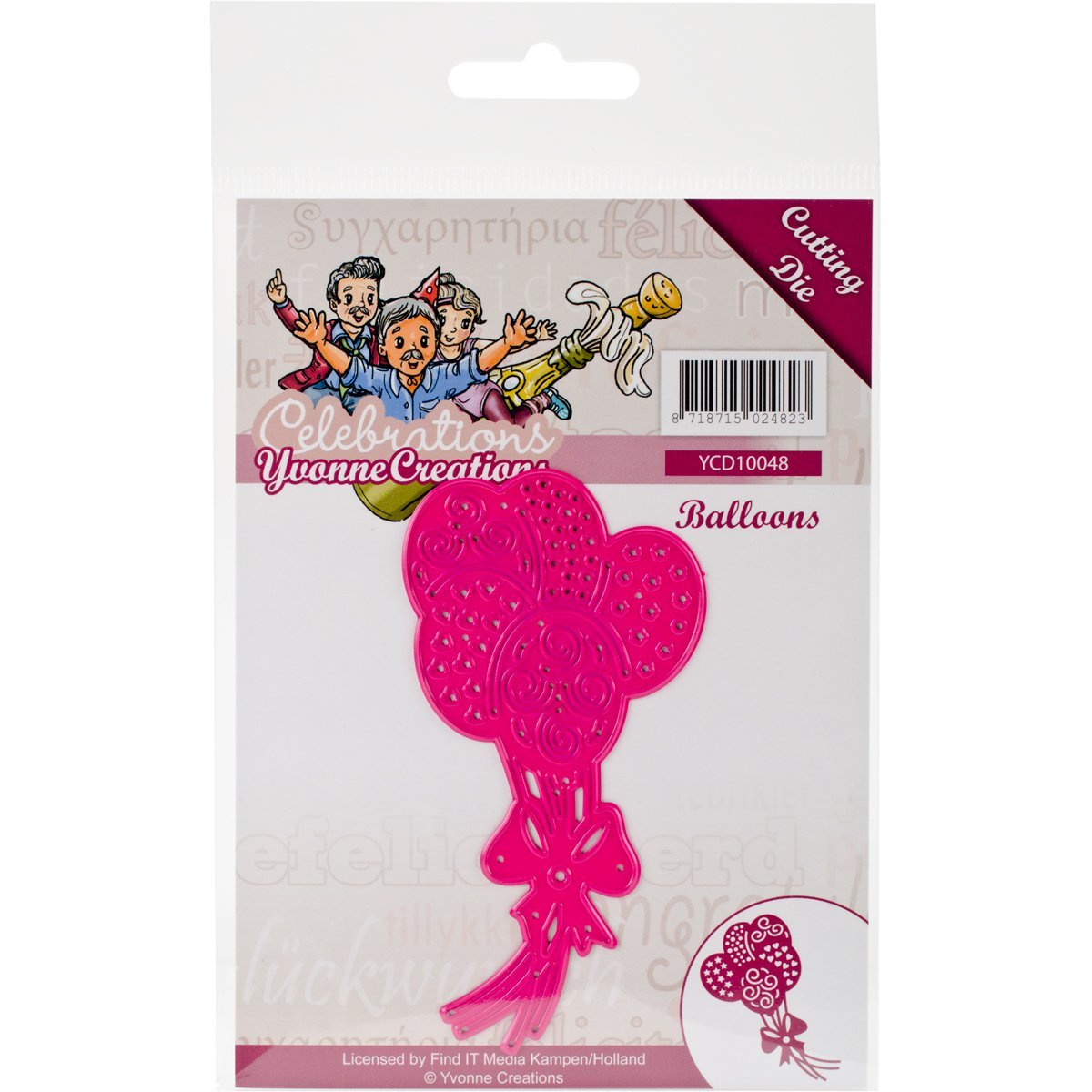 Find It Trading Yvonne Creations Celebrations Die Balloons, Acrylic, Multicoloured, 4.31 x 6.59 x 0.1 cm