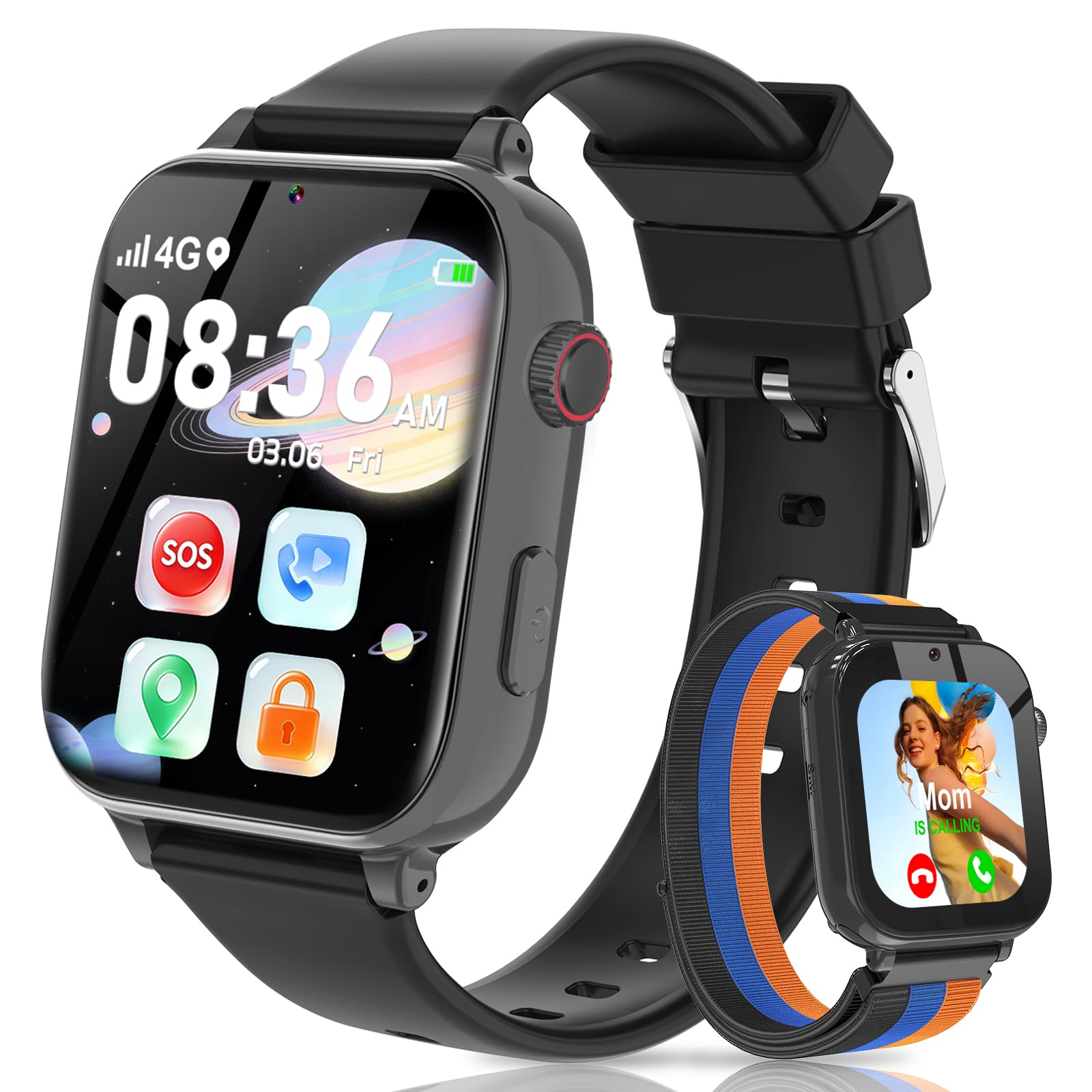 4G Orologio Smartwatch Bambini, Smartwatch per Bambini con GPS, SOS, Videochiamata/Telefono/Chat, Modalità Scuola, Sveglia, Contapassi Smartwatch per Ragazze e Ragazzi dai 4-12 Anni (Grigio argento)