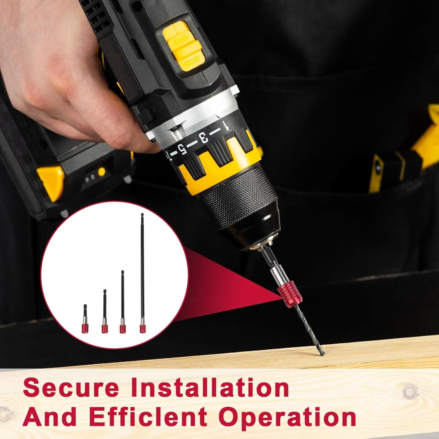 300mm Quick Release Screwdriver Bit Extension Bar, 1/4 Inch Hex Shank Magnetic Holder with Self-Locking Drill Driver, Red, 3-Pack(4pcs set)