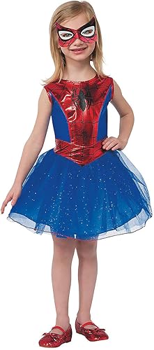 Fun Express Marvel - Vestido tutú para niña araña, mediano (8-10), poliéster, 1 juego, rojo, negro y azul