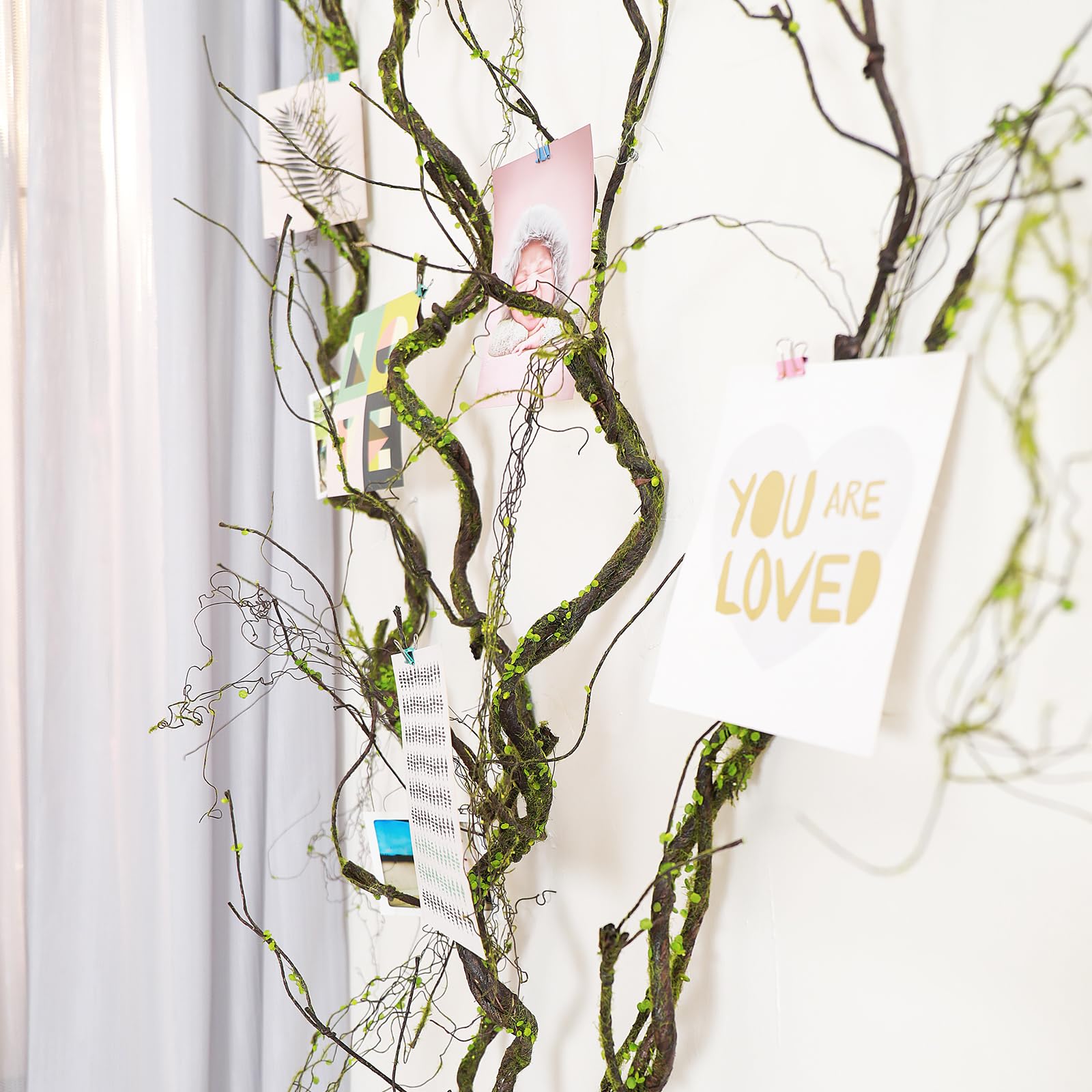 2 Branches Artificielles De Fleur De Cerisier/vigne 40 Pouces (100cm) - Pliables, Avec Mousse Verte, Pour Décoration Murale Et Vase