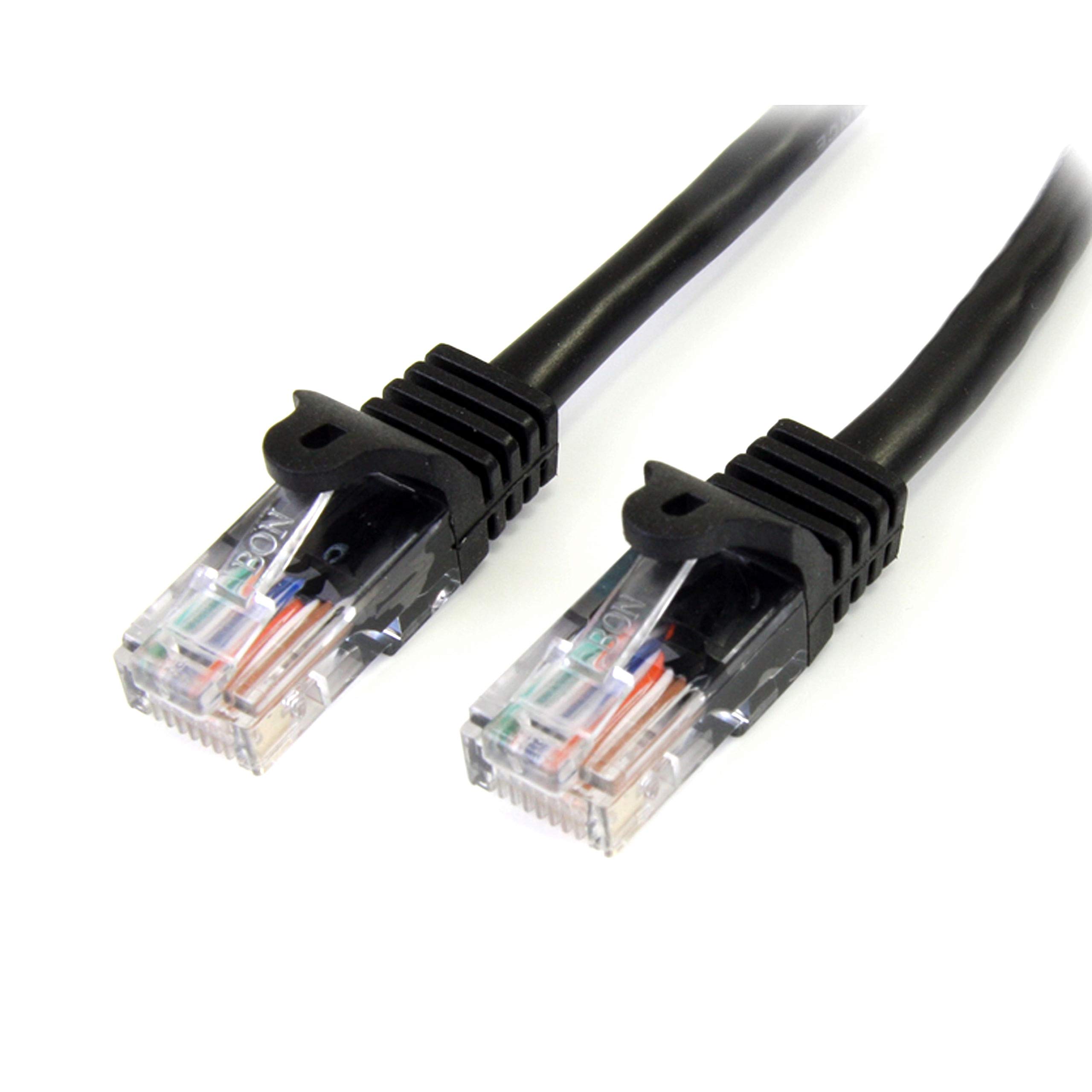 StarTech.com 1 m Black Cat5e Snagless RJ45 UTP Patch Cable - 1m Patch Cord - Ethernet Patch Cable - RJ45 Male to Male Cat 5e Cable (45PAT1MBK)
