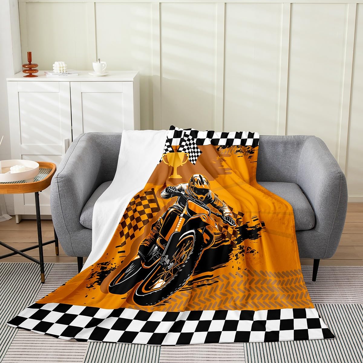 Coperta In Flanella Per Bambini Con Motocross, 76x101 Cm, Morbida Microfibra, Per Tutte Le Stagioni, Tema Moto E Sport Estremi - 4