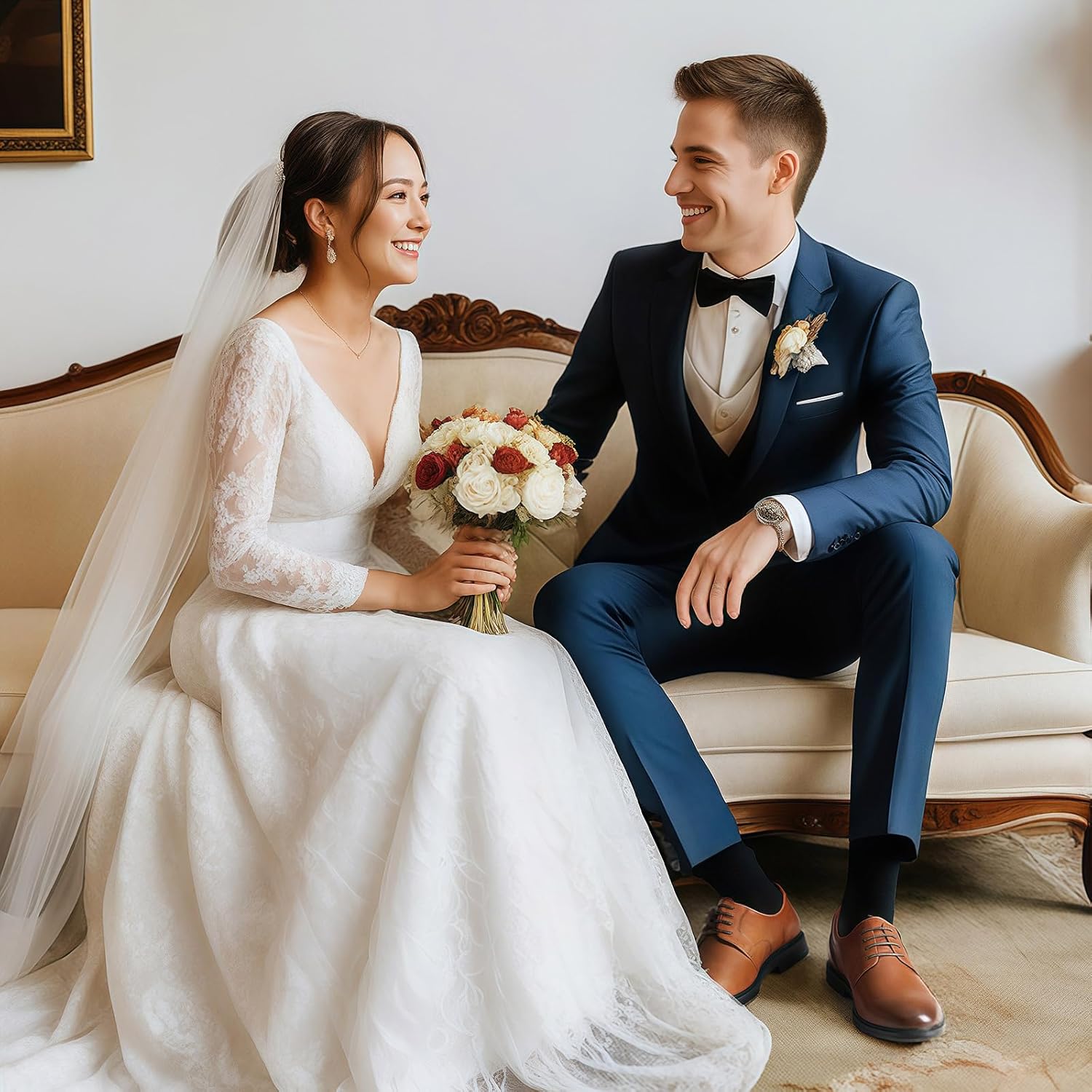 HEEZ Mens Oxford Shoes, Split Leather Dress Shoes for Men with Round Teo, Classic Lace Up Formal Shoes - Image 3