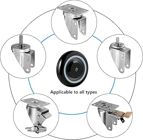 Miniatura 5 de SYRATION - Paquete de 4 piezas de poliuretano escalonado y cara completa de banda de rodadura con doble rodamiento de bolas, 1000 libras de