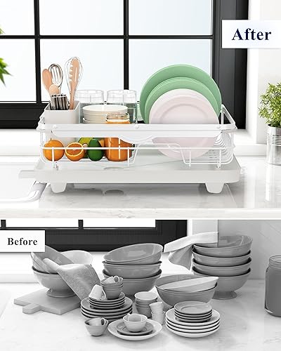 Miniatura 28 de Kitsure Escurridor de platos para encimera de cocina, artículos esenciales de organización y almacenamiento de fregadero de acero inoxidable con Gris