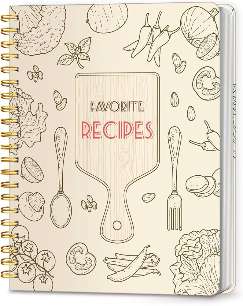 LuBudingJoy Blank Recipe Notebook to Write in Your Own Recipes, Full Page Sprial Hardcover Personal Recipe Organise, Recipe Journal Hold 140 Recipes(Wood Color)