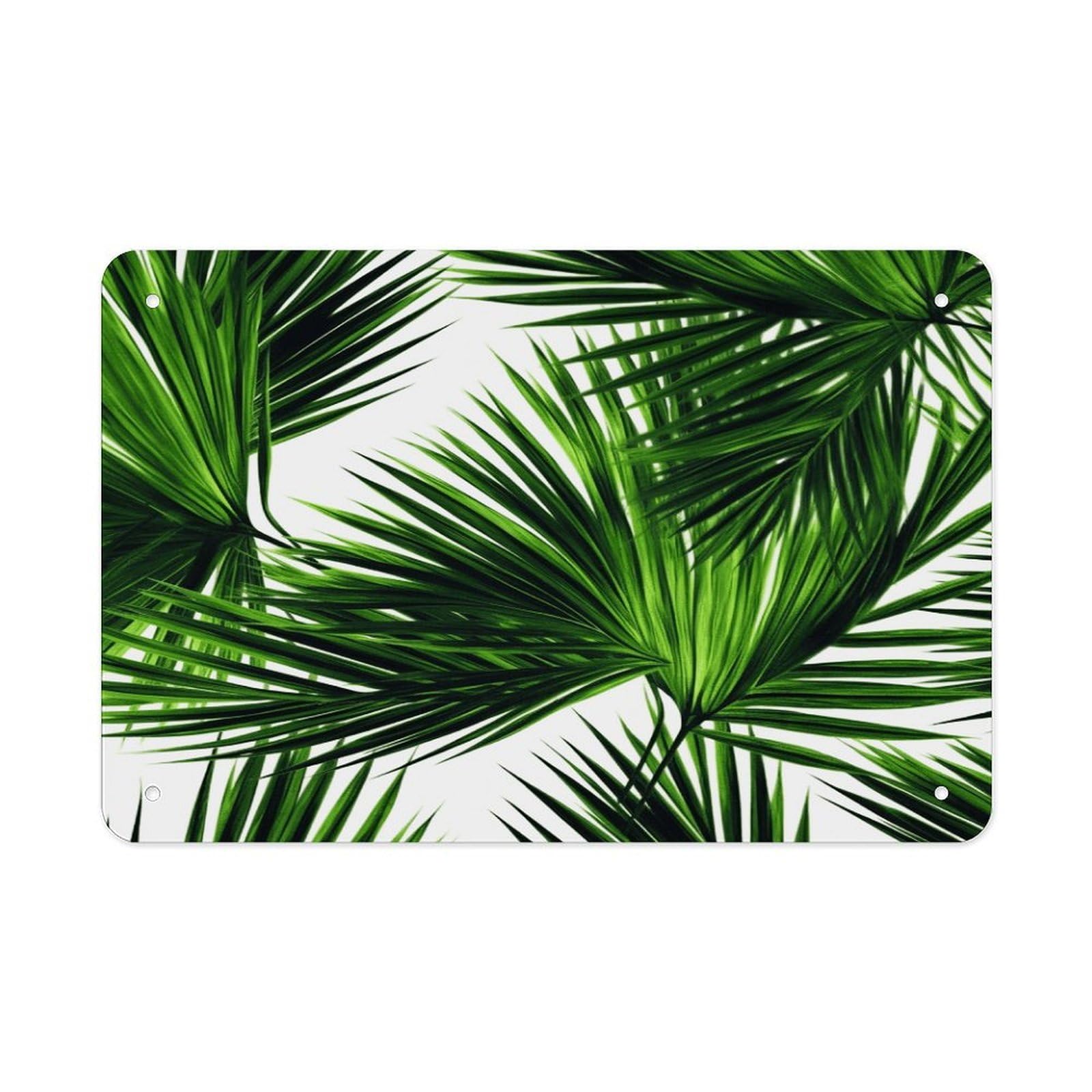 Fekiloot Style Palm Tree Green Leaves Metal Signs Wall Art Tin Sign