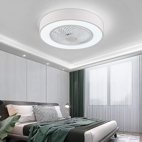 Miniatura 6 de Ventilador de techo cerrado de 22 pulgadas con luz LED de control remoto, 3 colores de luz regulables y velocidad de viento de 3 engranajes para