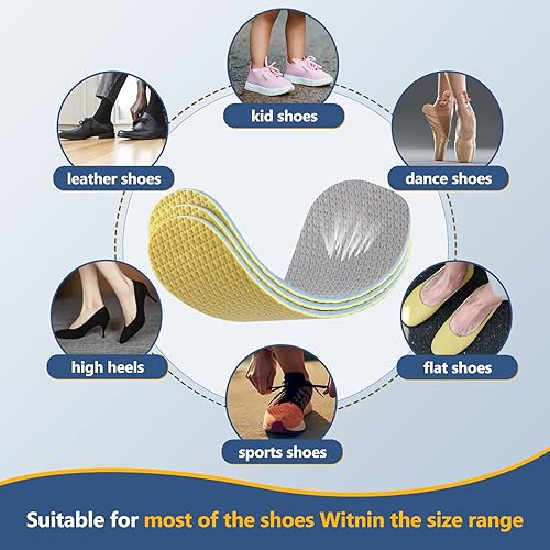 Miniatura 6 de 6 pares de plantillas finas para zapatos, plantillas de zapatos descalzos, plantillas de espuma viscoelástica de látex de tres capas, cortables y