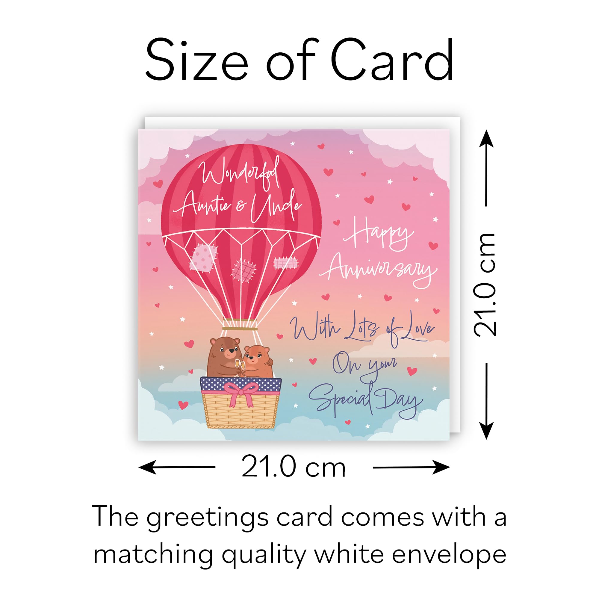 Hunts England, Large Auntie And Uncle Hot Air Balloon Anniversary Card, Cute Bears, For Auntie And Uncle - Image 4