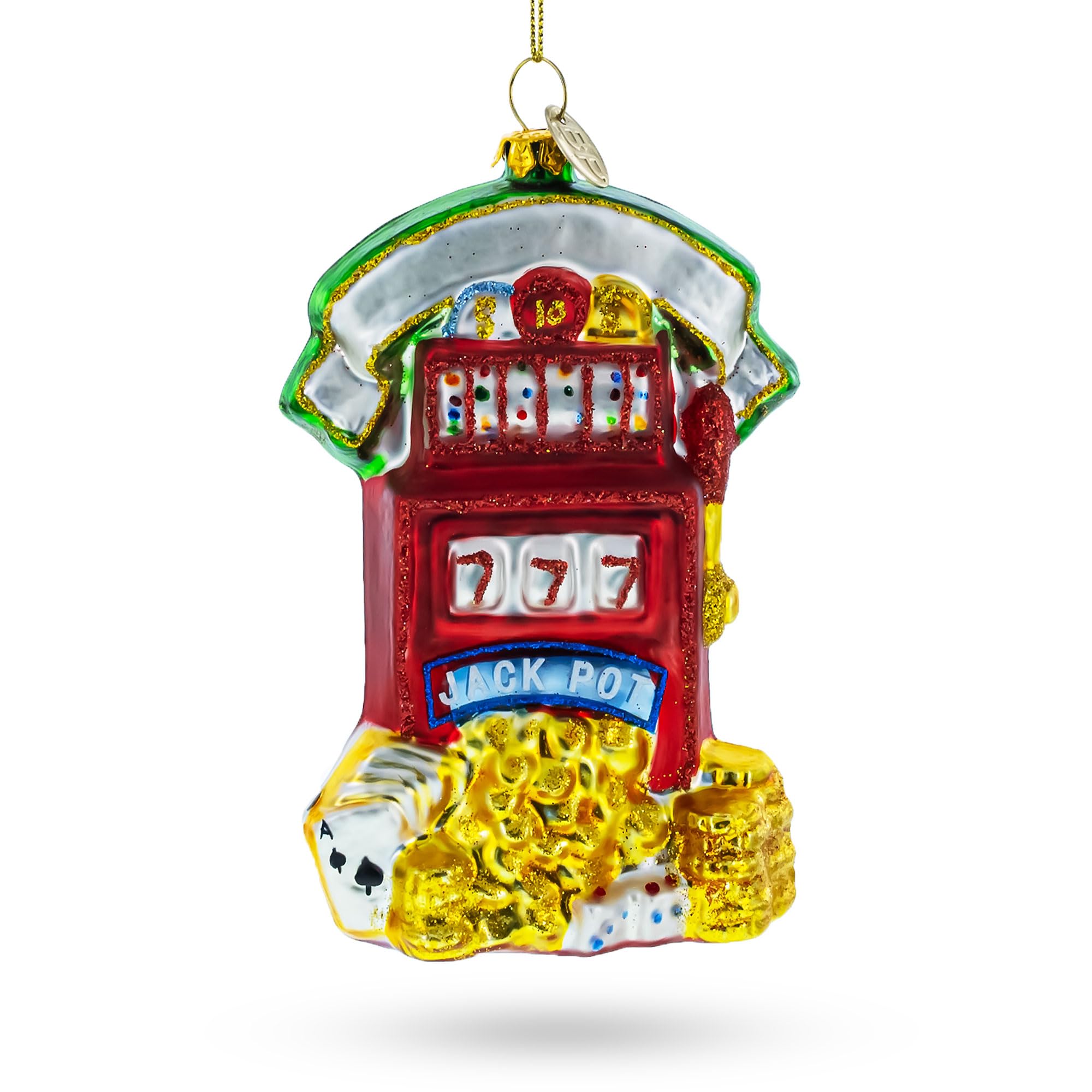 Machine à sous en verre soufflé déco sapin Noël casino Jackpot