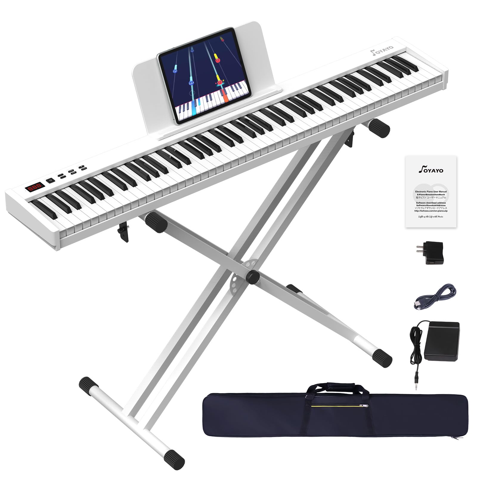 Amazon | 【電子ピアノセット】OYAYO 88鍵盤 電子ピアノ スタンド付き