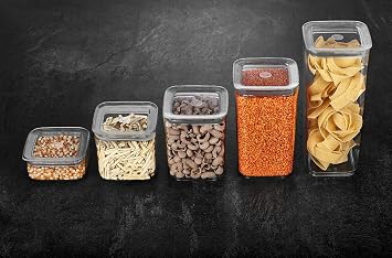 Vip Ahmet Sude Kare Saklama Kabı, 5'Li Set (1700 Ml+1200 Ml+1000Ml+700Ml+350 Ml)