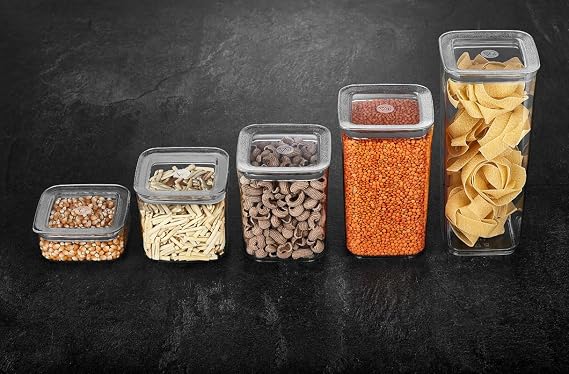 Vip Ahmet Sude Kare Saklama Kabı, 5'Li Set (1700 Ml+1200 Ml+1000Ml+700Ml+350 Ml)