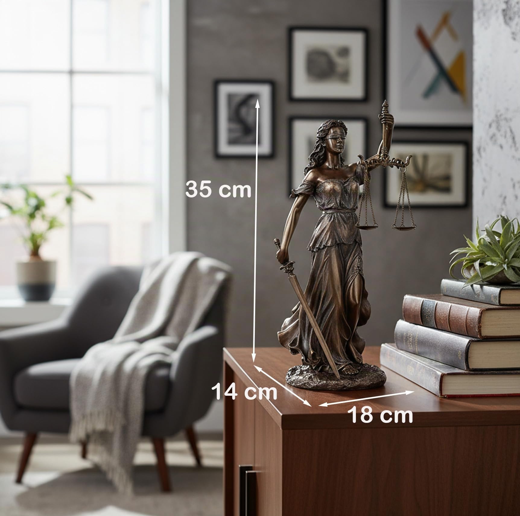 Veronese 708-7524 Figurine Justititia en bronze sculptée Dieux romains 34 cm