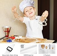 Vista 3 de Juego de delantal y gorro de chef para niños, 30 piezas, delantal para niños y niñas, con 2 bolsillos ajustables para cocinar, aula, hornear