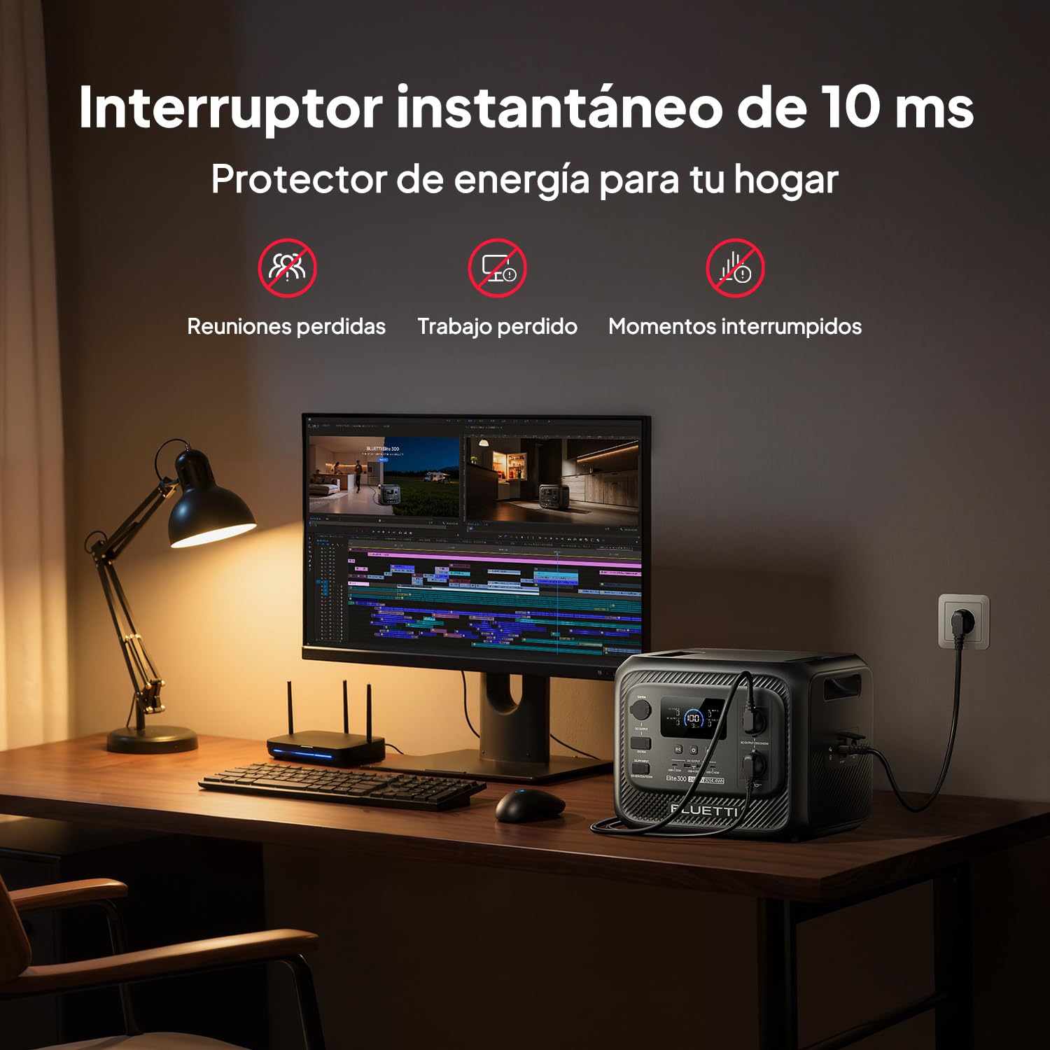 BLUETTI Elite 300 Estación de Energía Portátil (Nuevo 2026), 3014,4Wh Batería LiFePO4 con 2400W Salida CA (4800W Pico), 3 kWh Compacta para Respaldo en Casa, Camping y Autocaravana