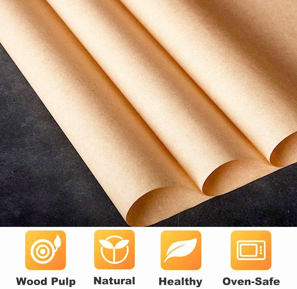 100 Pcs Parchment Paper Baking Sheets, 8x6 Inch Non-Stick Precut Baking Kitchens Parchment Paper, Perfect for Baking Air Fryer Grilling Steaming Bread Cookie Cup Cake and More (Unbleached)